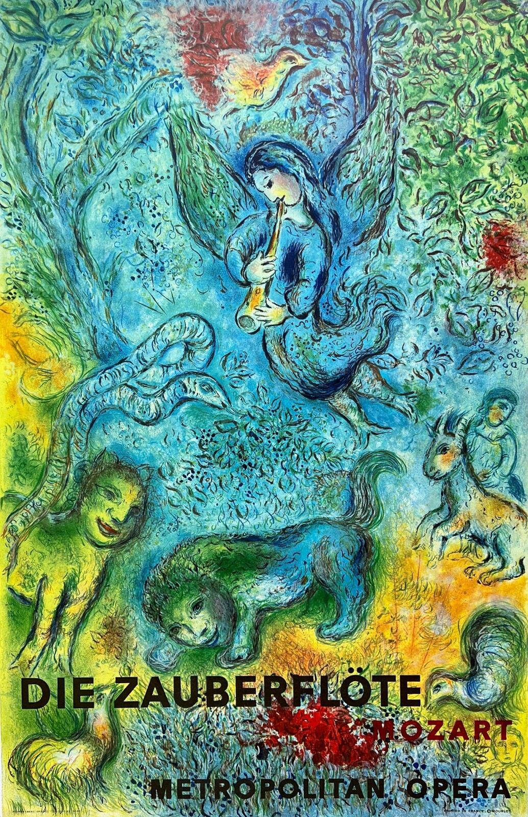 Marc Chagall The Magic Flute Die Zauberflote Mourlot Lithograph Art 39″ x 27″