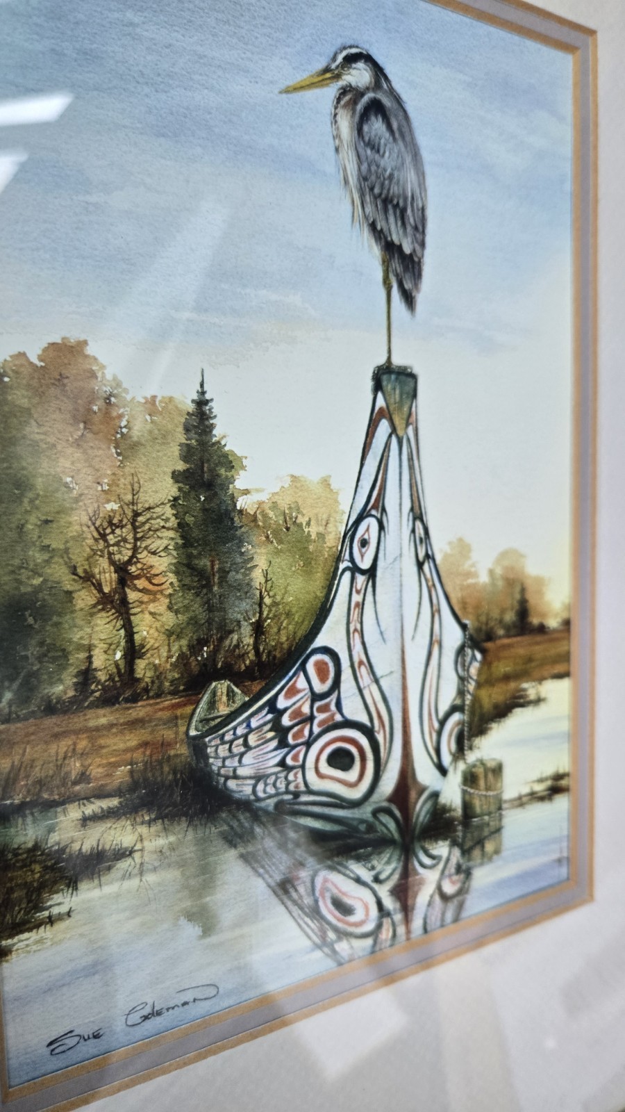 Sue Coleman Blue Heron Chief Quaquane Framed Print 11×14 From Artist Collection