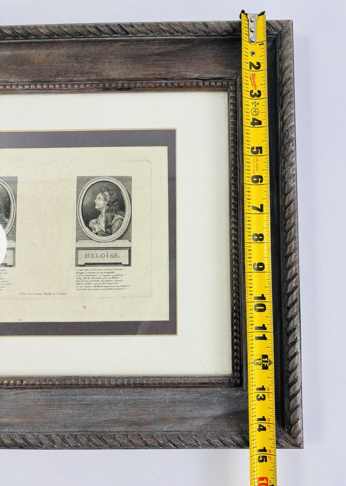 Antique 1791 Abelard Heloise Engraving Print Esnauts Rapilly Framed French Art