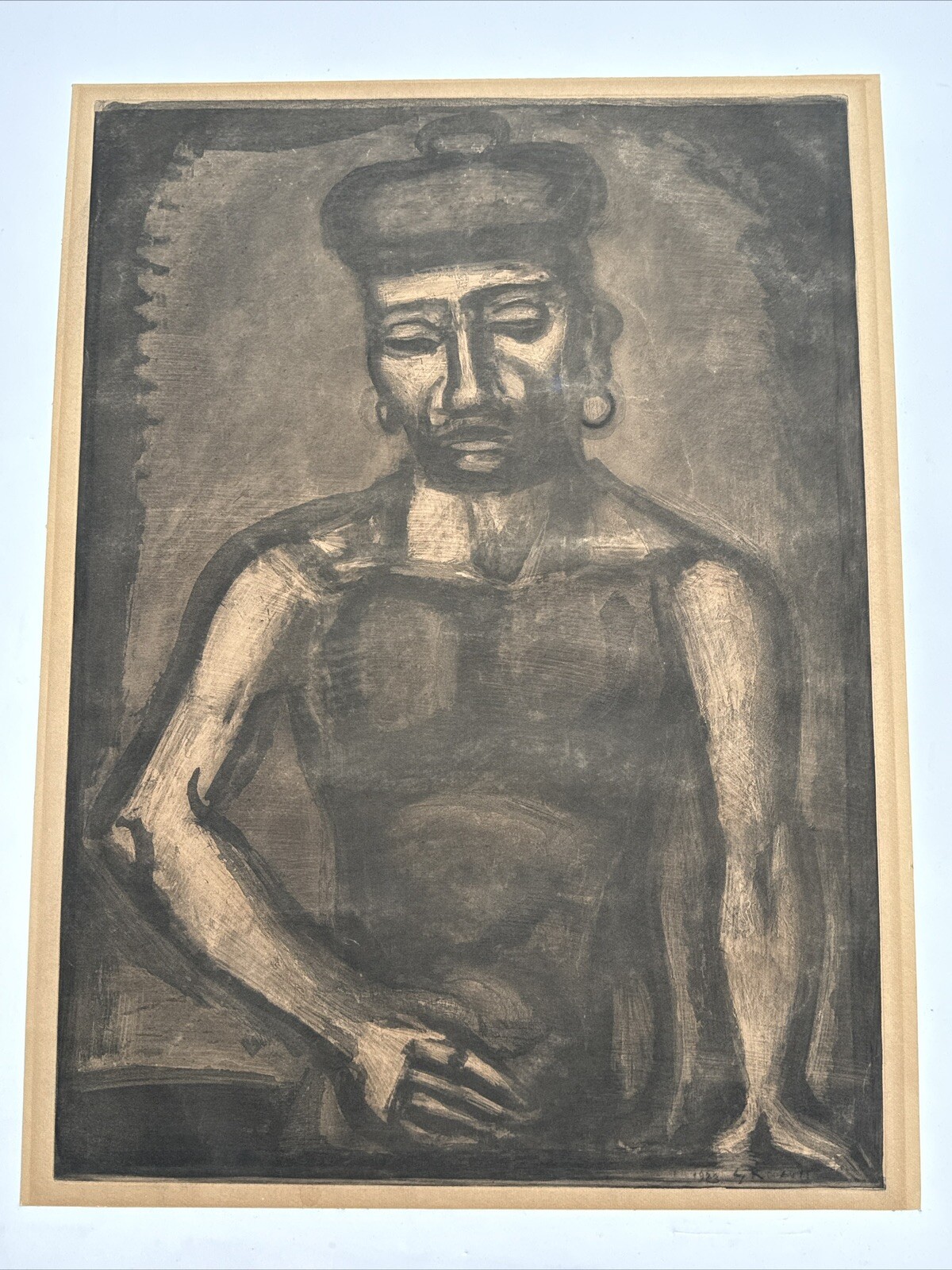 GEORGES ROUAULT ETCHING JEAN FRANCOIS NE CHANTE ALLELUIA ANTIQUE 18 BY 24 INCHES