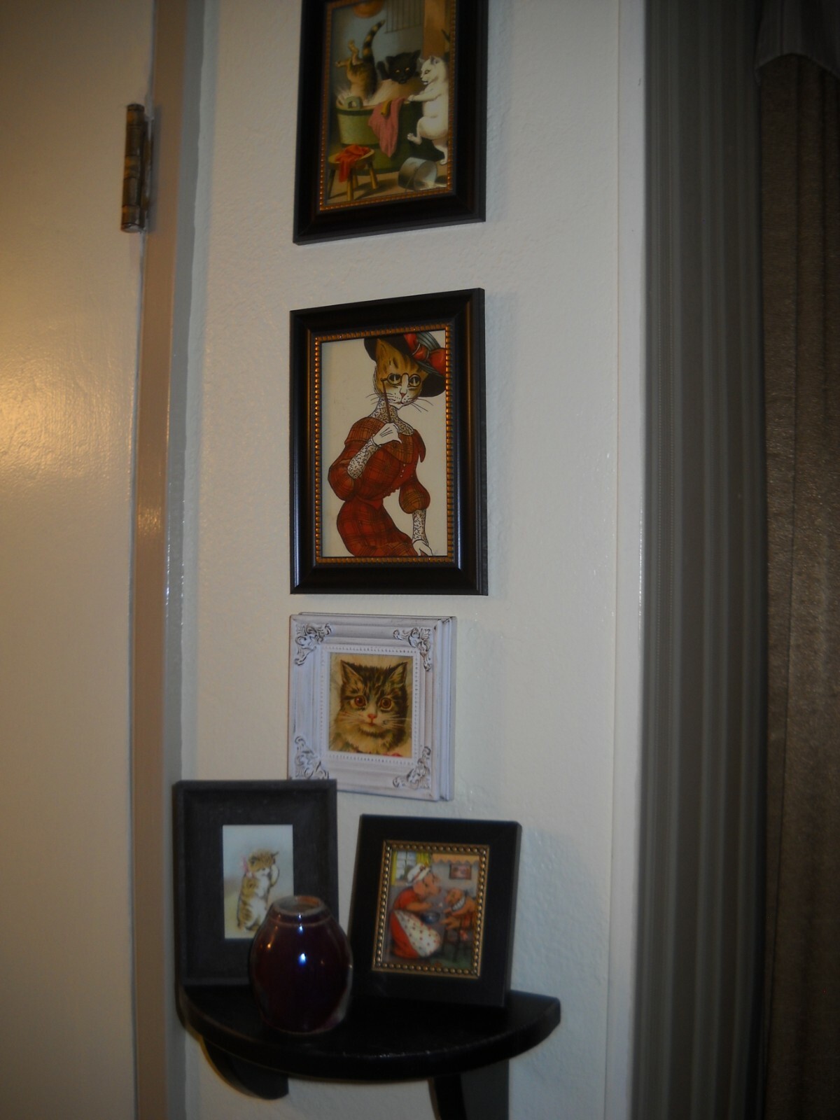 3 KITTENS WATCH BIRD 4 X 6 gold framed animal picture Victorian style print