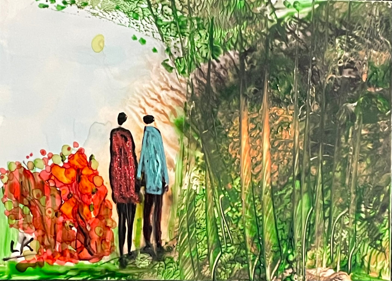 ACEO art PRINT woods people by Lynne Kohler 2.5×3.5″