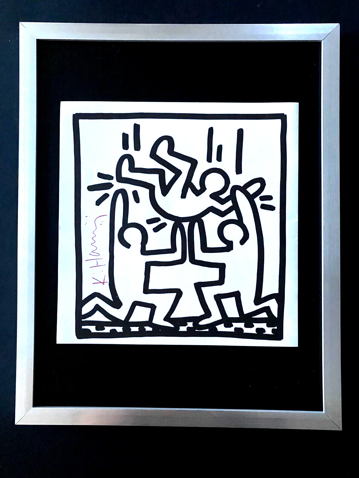 KEITH HARING + SIGNED VINTAGE PRINT FRAMED + BUY IT NOW!