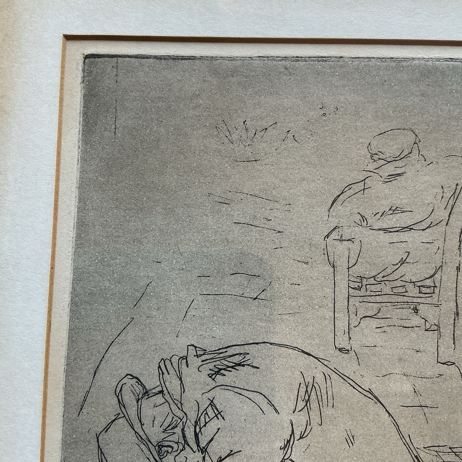 Sjoerd Hannema (20th C.) Etching Print Of Figures Titled All Saints Manchester