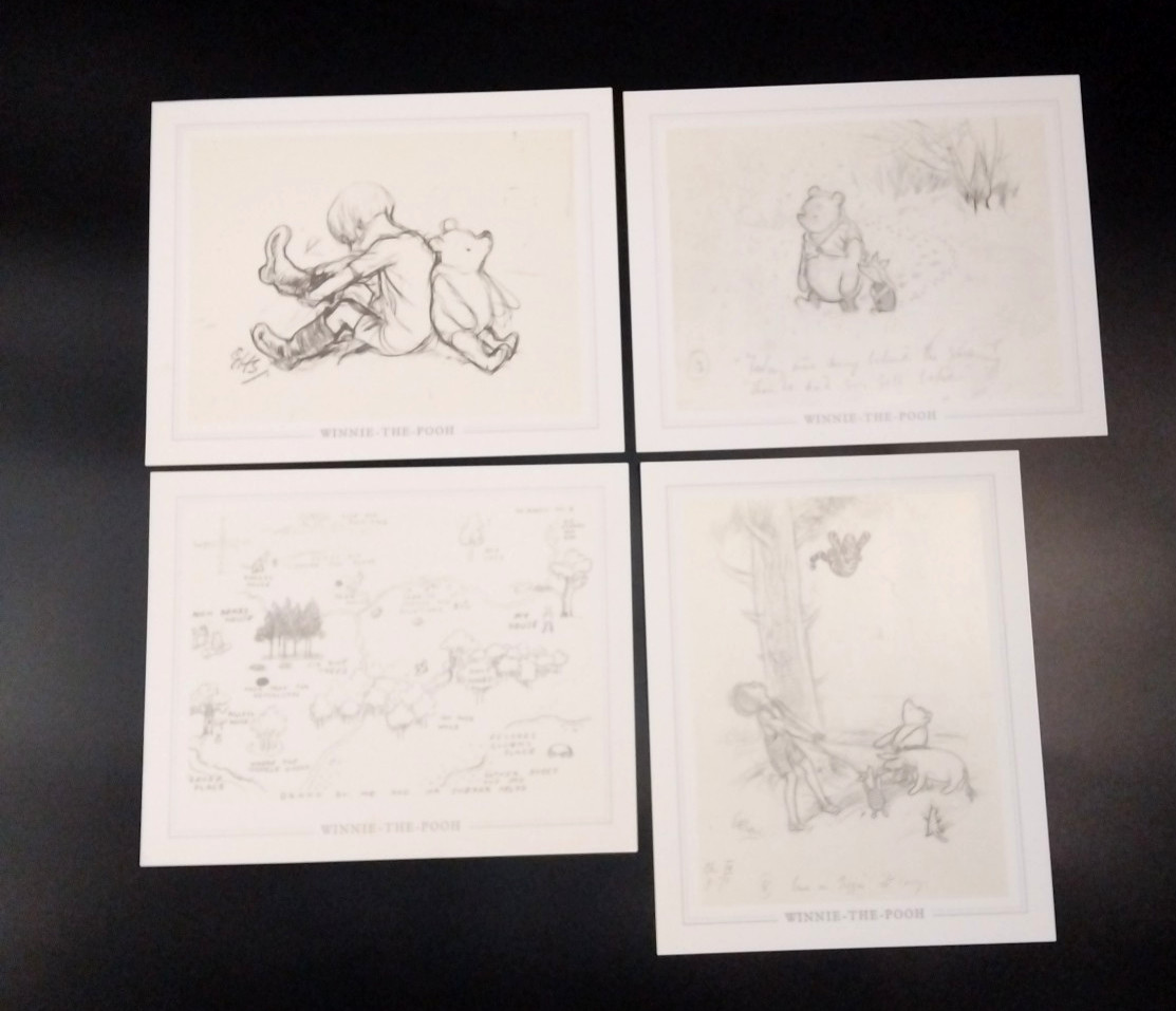 Winnie The Pooh 4 x Art Prints of EH Shepard Sketches, A4 30x24cm, Unframed