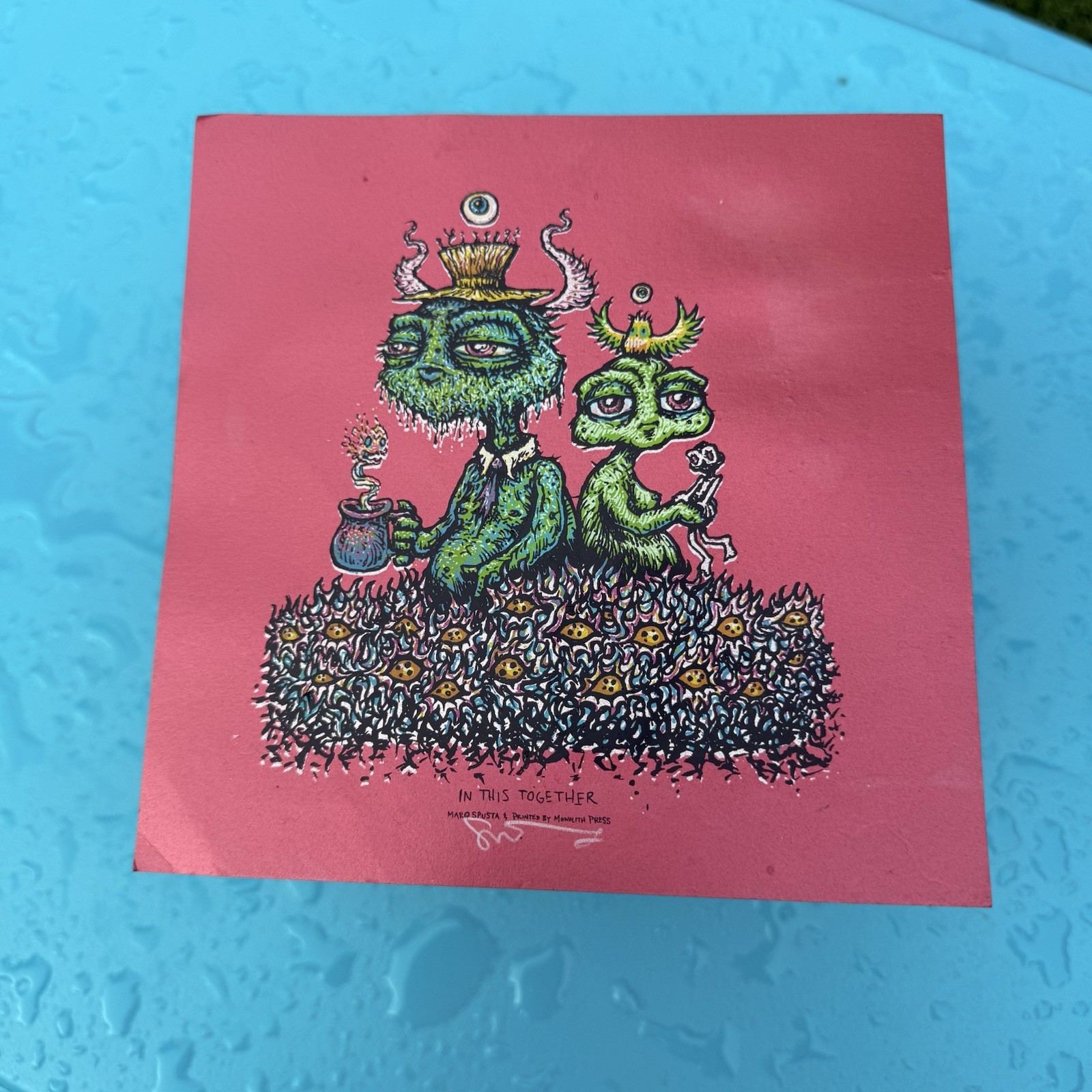 Marq Spusta Mini Metallic Red In This Together Signed Shimmer Art Poster 7×7