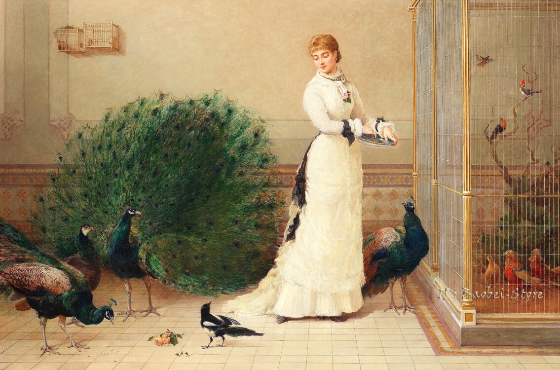 In the Aviary by Heywood Hardy Oil painting Giclee Art Printed on canvas L3785
