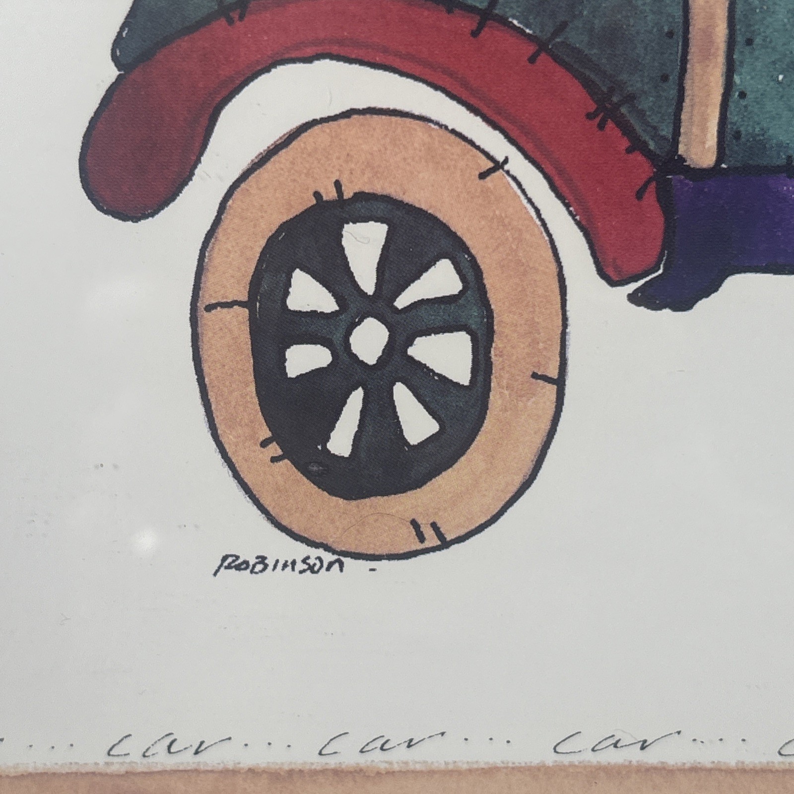 Framed Carol Robinson Boat & Car Prints 11.25″ x 9.25″ Set of 2