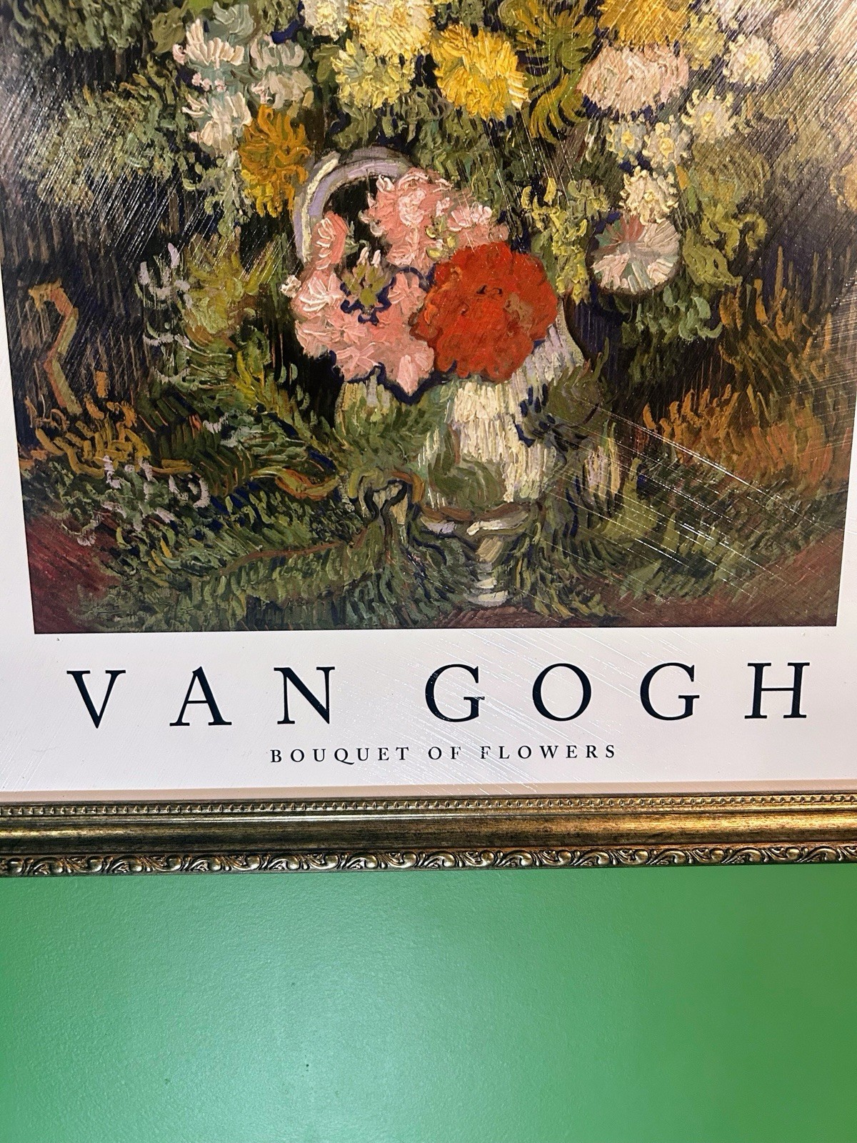 Van Gogh Canvas Bouquet Of Flowers Hand Embellished Exhibition Wall Art 18”x22”