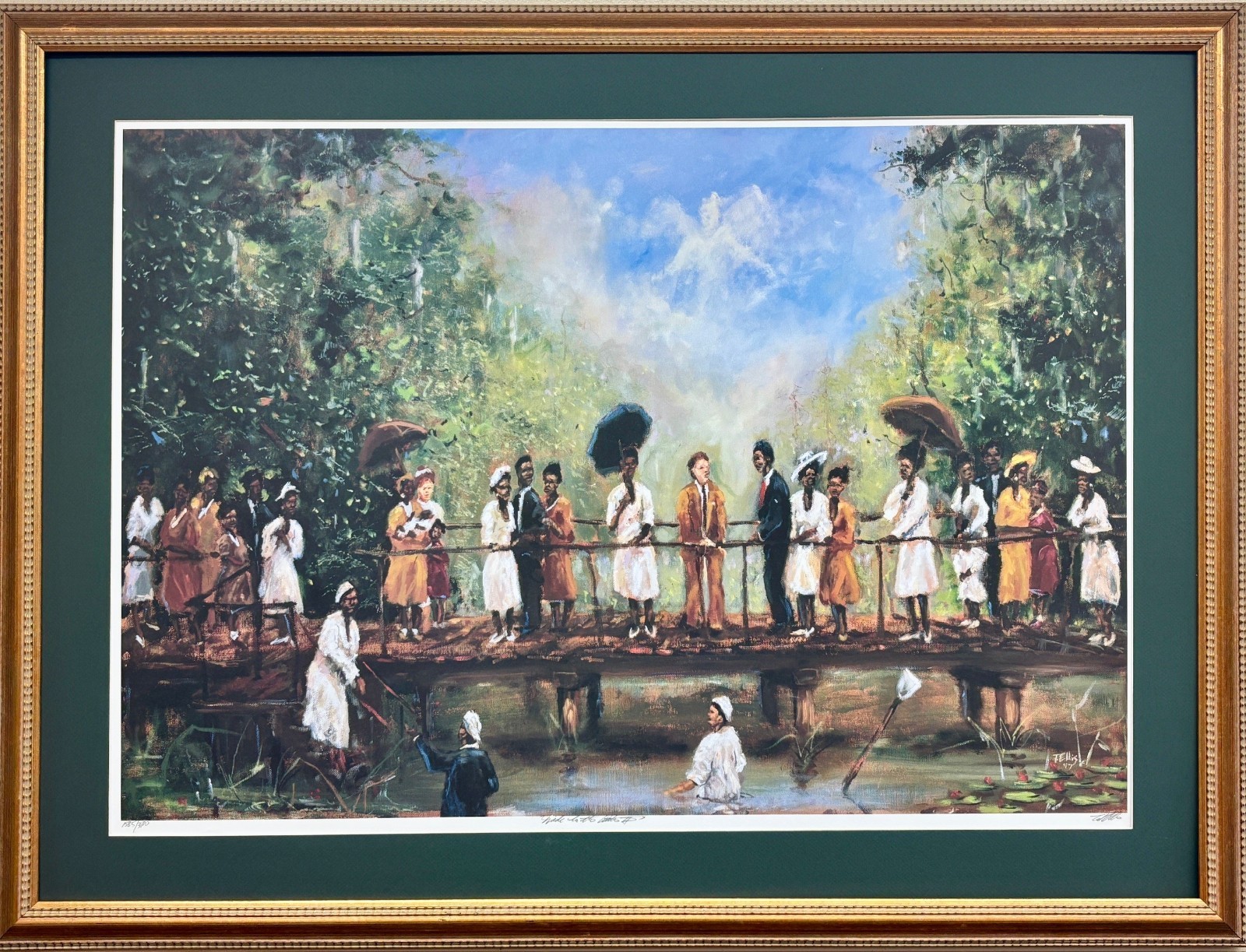 Ted Ellis “Wade by the Water II” Hand Signed & # FRAMED Black Baptism Art New