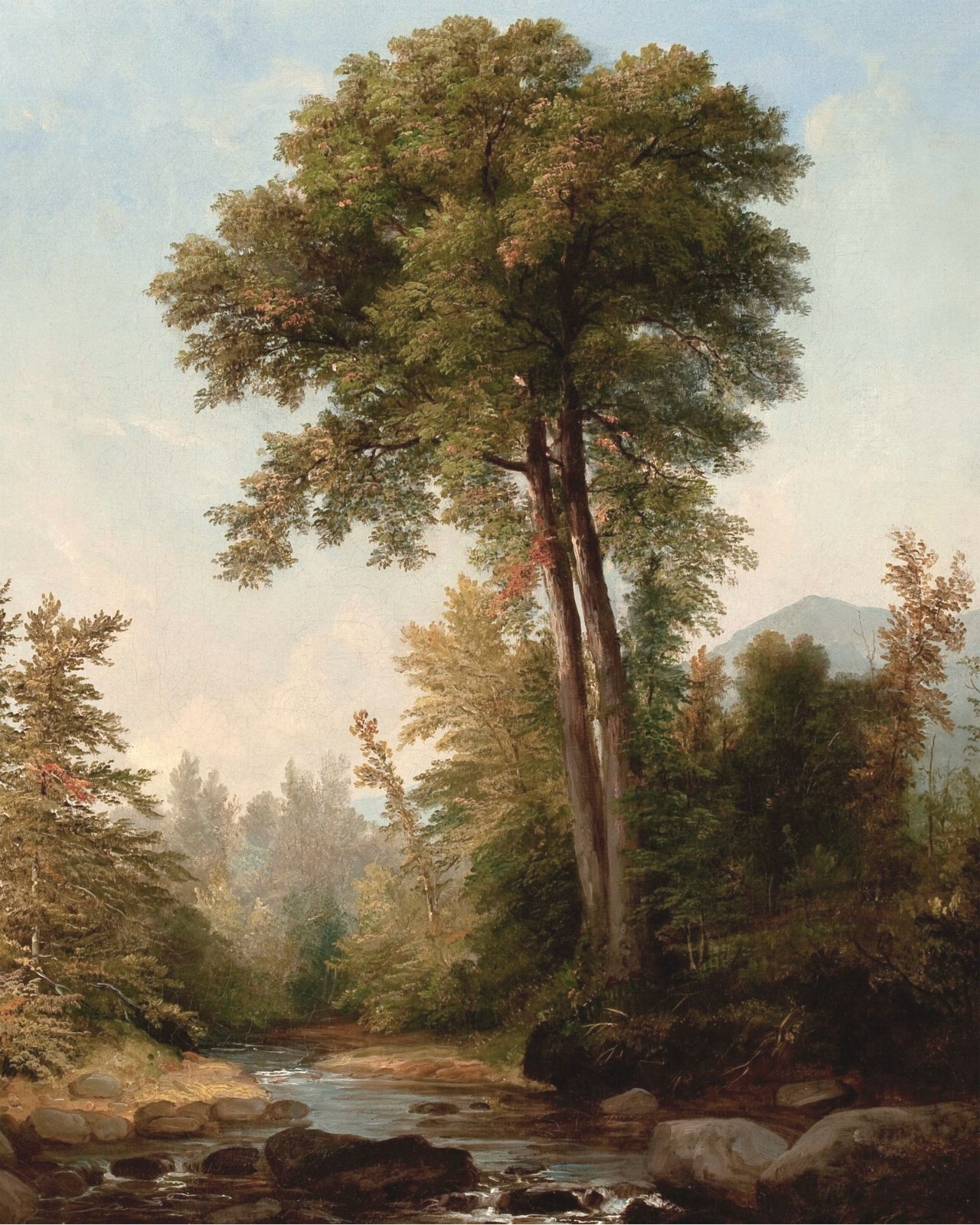 Vintage Creekside Landscape Painting Giclee Print on Fine Art Paper