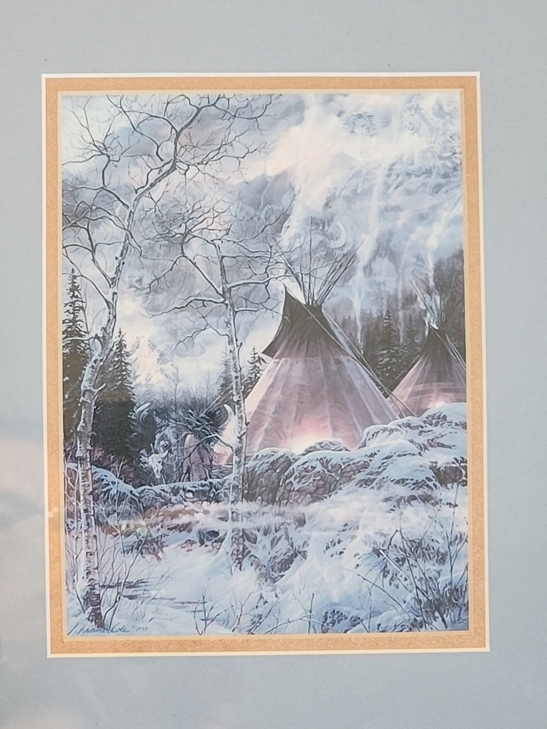 Julie Kramer Cole Print “Wakan Tanka” 1993 Custom Framed Art 13 in. x 11 in.