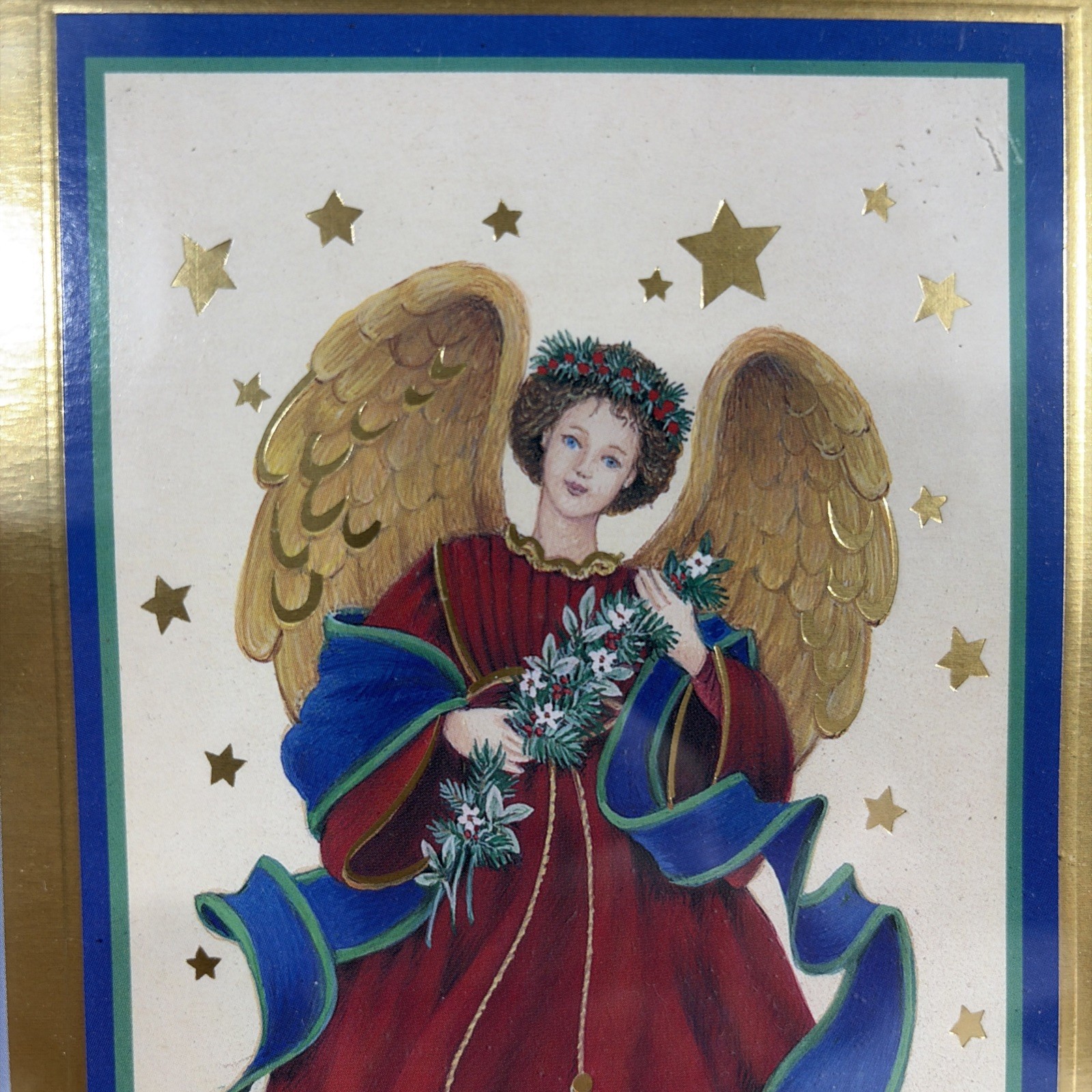 Vintage Small Christmas Angel Art Print Wall Hanging Decor