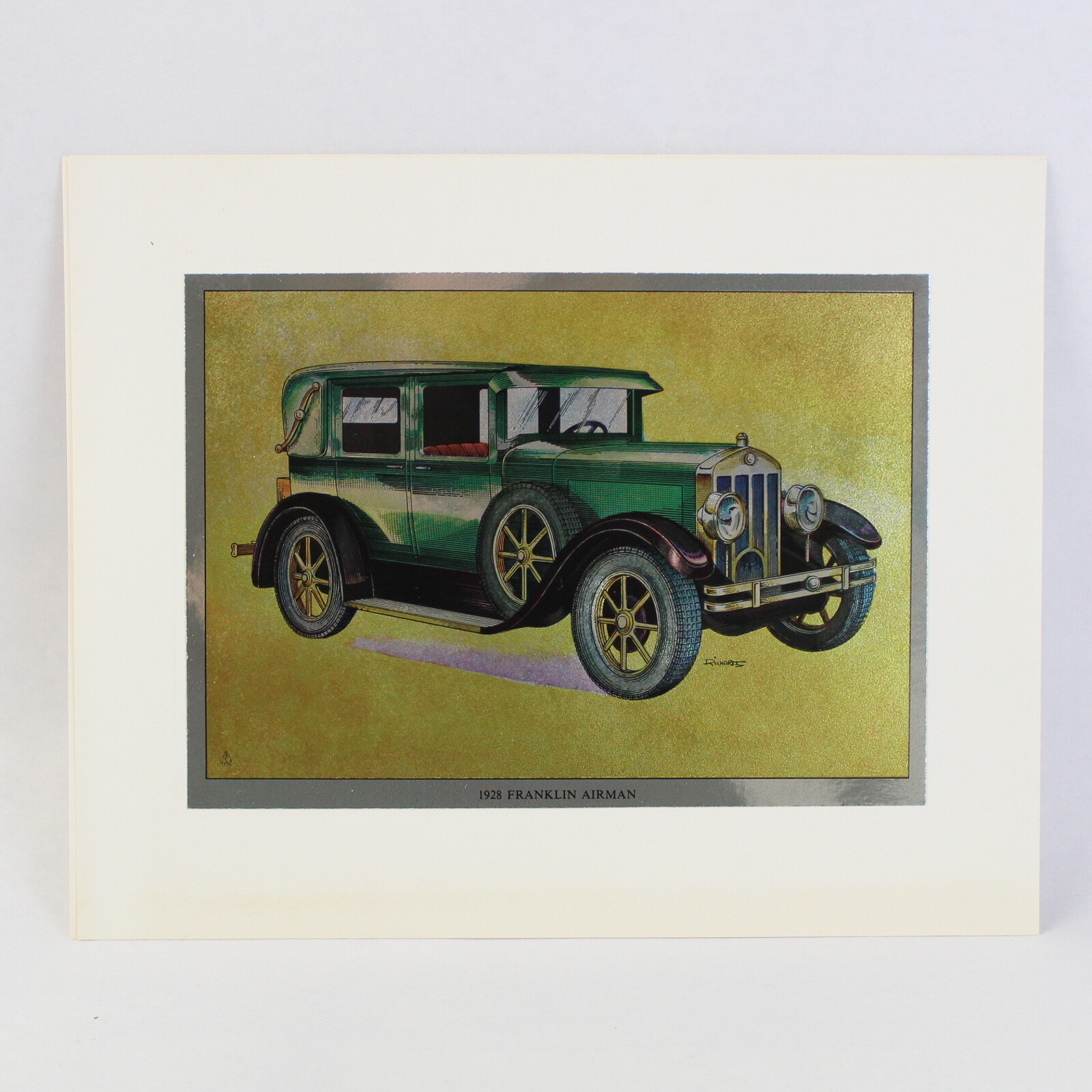 Set of 4 Vintage Automobile Chromatic Color Foil Etch Print 8″ x 10″ 1920s-30s