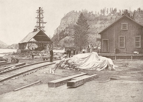 The Kootenay Collection -“Sproats Landing -1892” Historical Pencil Drawing Print