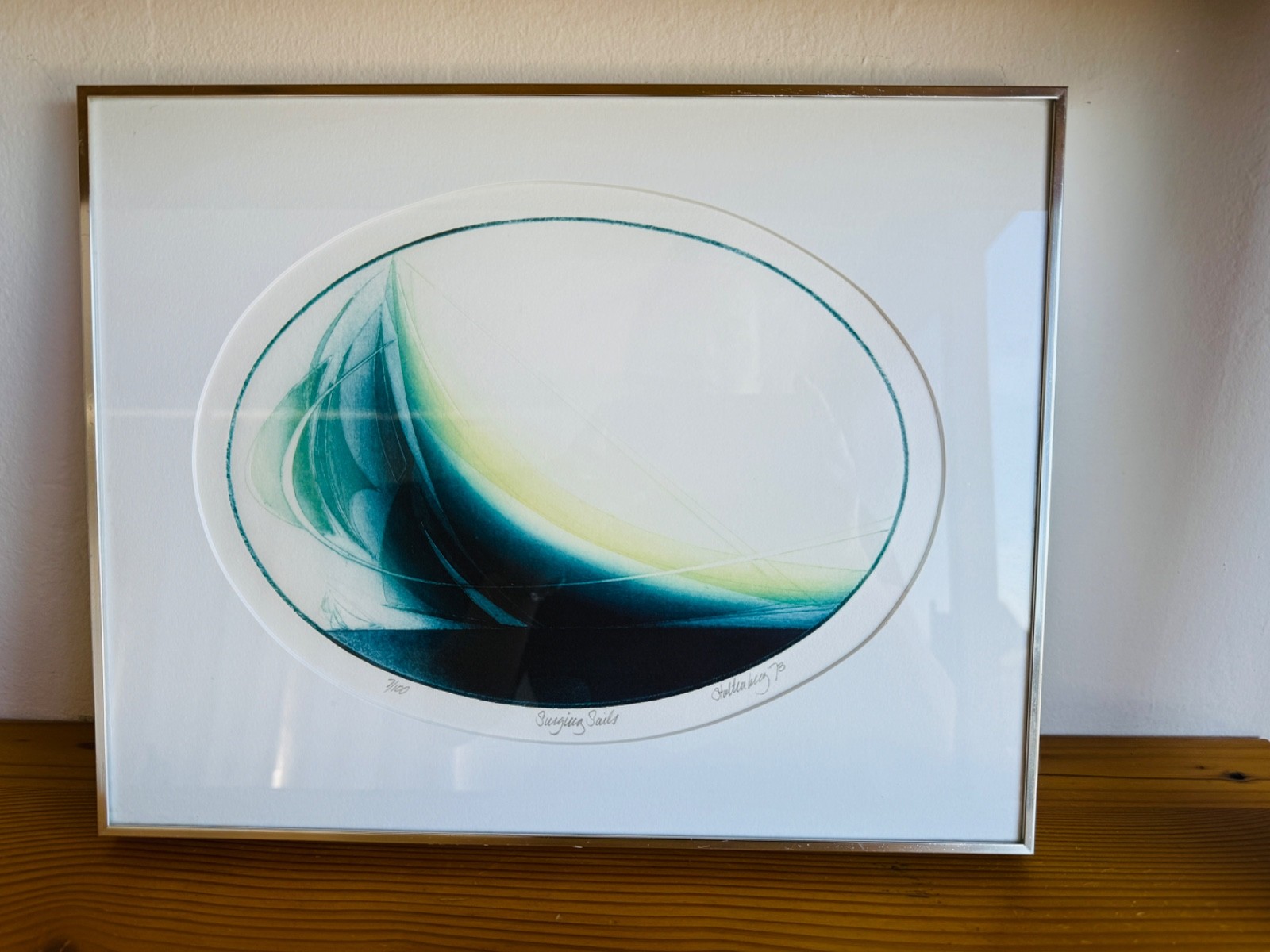 Vintage 1973 Donald Hugo Stoltenberg Surging Sails Color Etching Framed Art