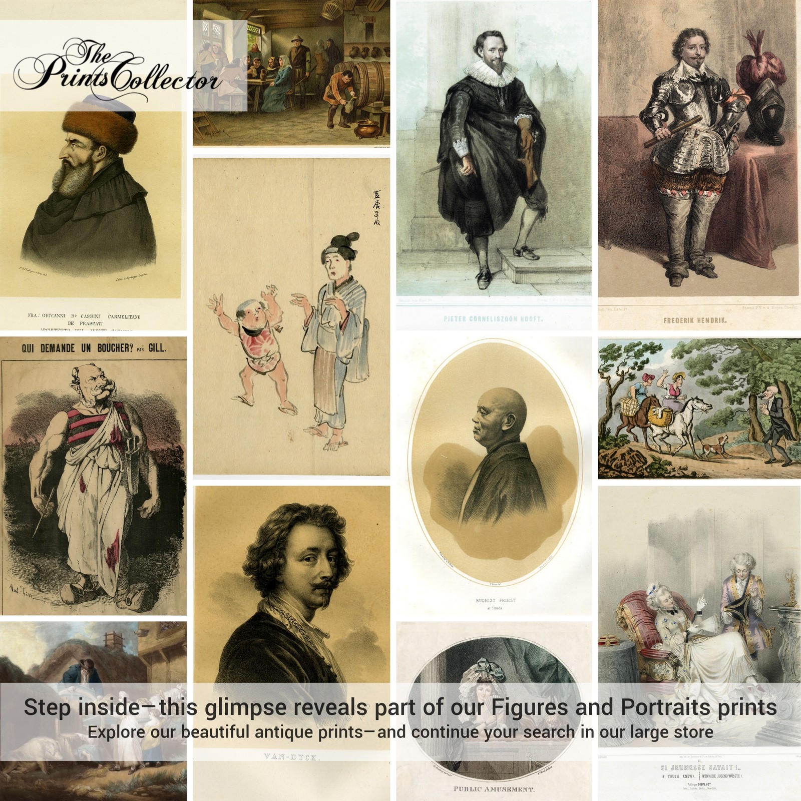 Antique Figures Print-A depiction of a woman looking at plants-Zwart-1892