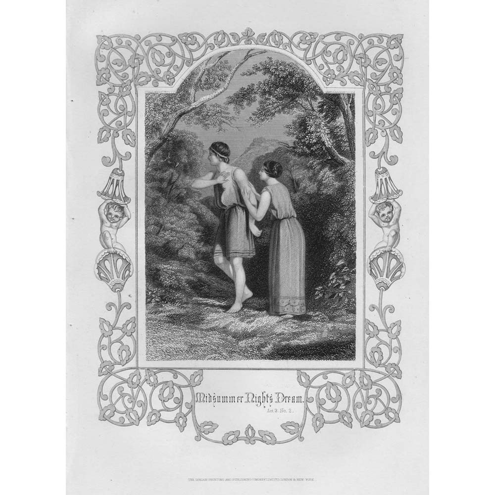 WILLIAM SHAKESPEARE Midsummer Night’s Dream Act 2 Scene 2 – Antique Print c1870