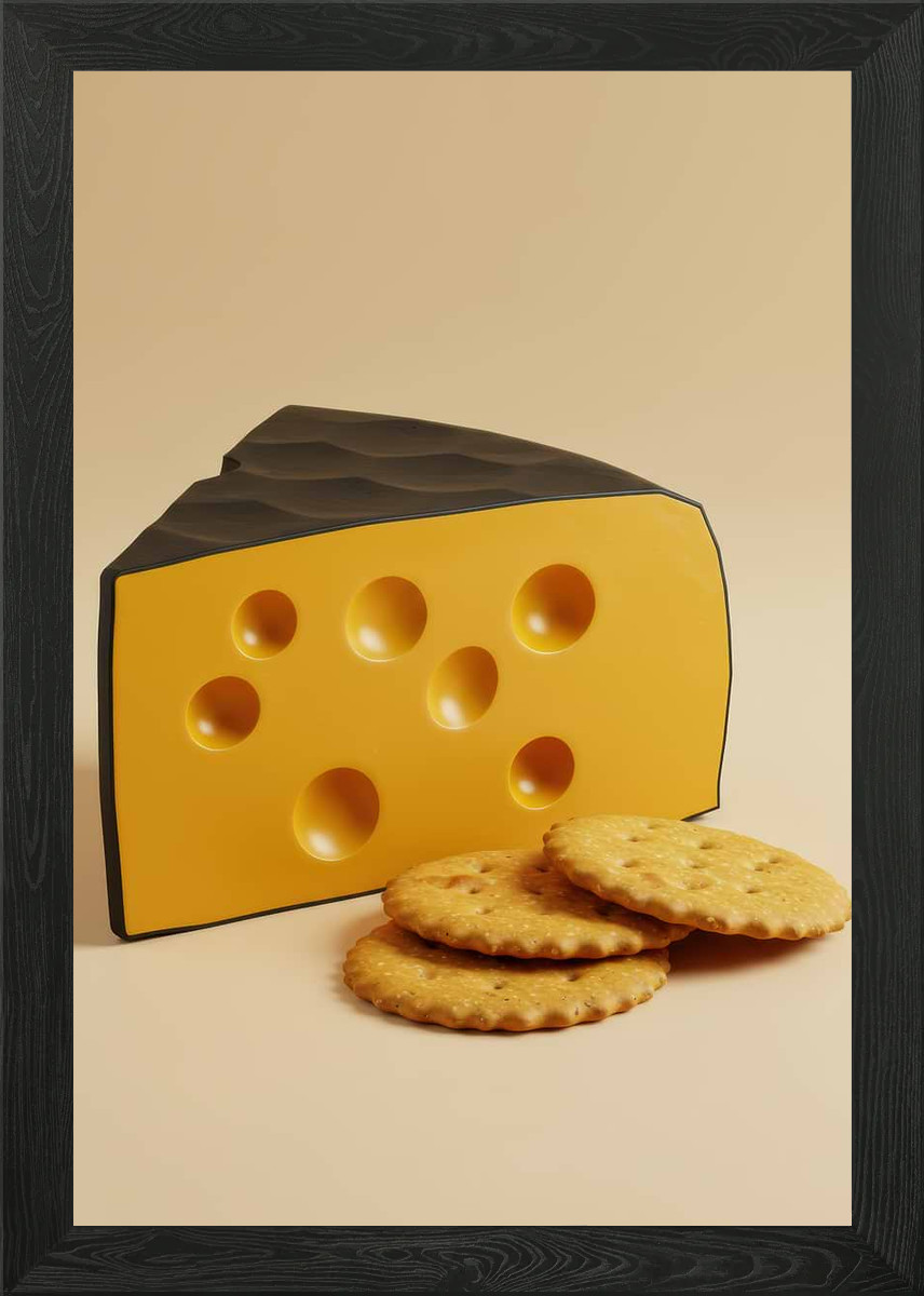 Cheese and Crackers Still Life Framed Wall Art Poster Canvas Print Picture