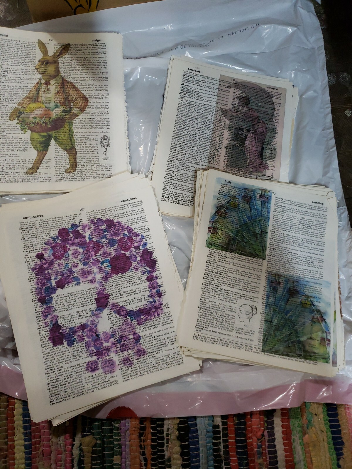 Dictionary Wall Art Print Book Page Large Lot Asst Black White Color Ephemera