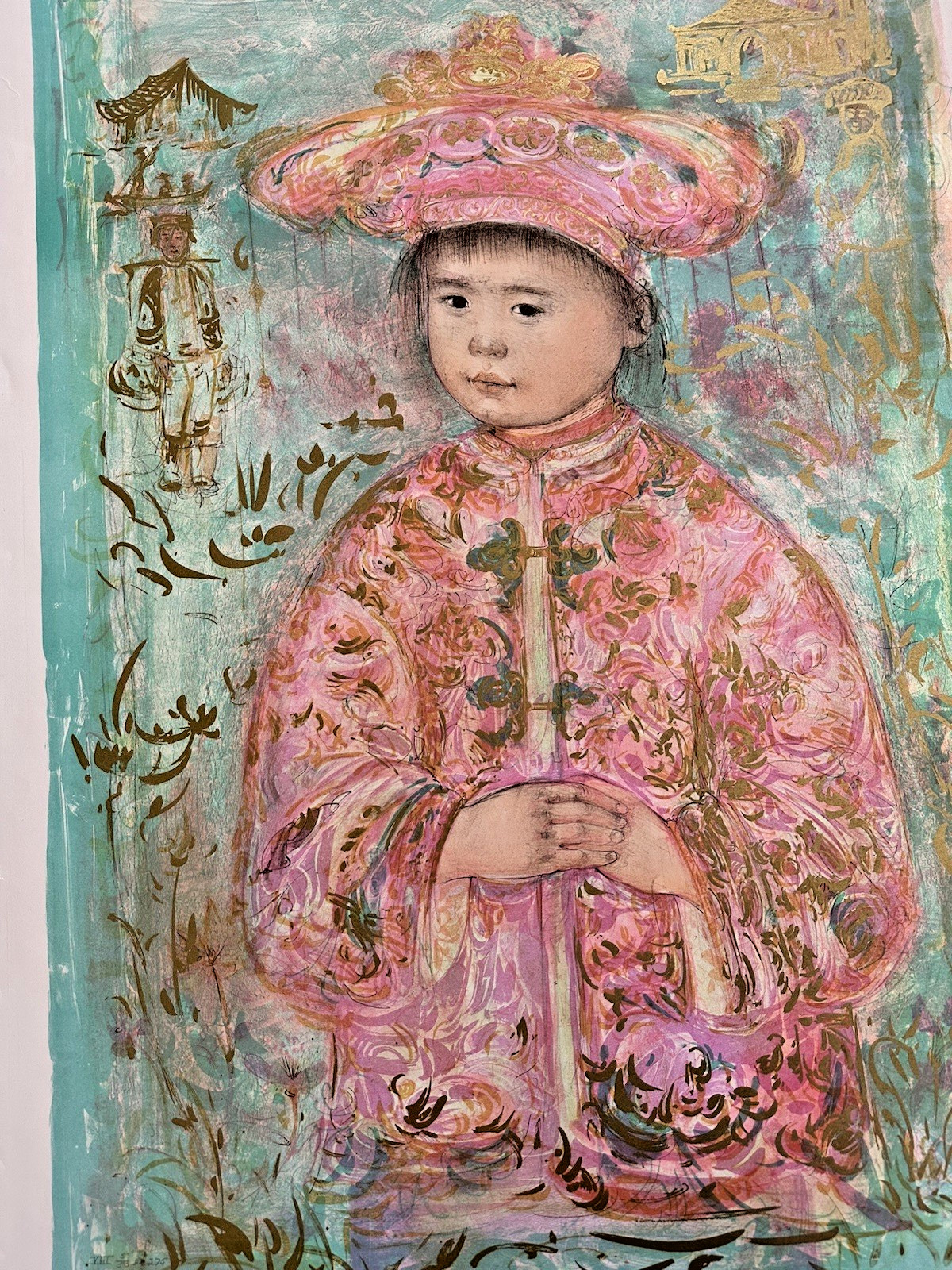 Edna Hibel LITTLE EMPEROR Section VIII OL280 Original Stone Lithograph