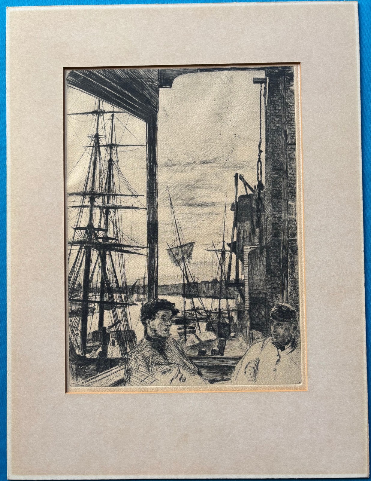 Antique “Rotherhithe” Etching After Whistler Signed in Plate “Whistler 1860”