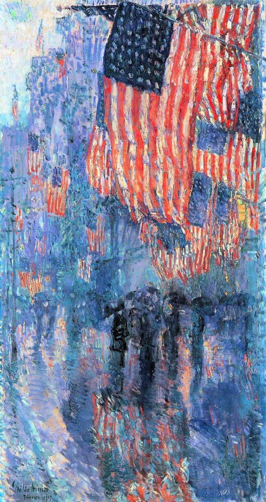 Street in the rain by Childe Hassam Giclee Fine Art Print Reproduction on Canvas