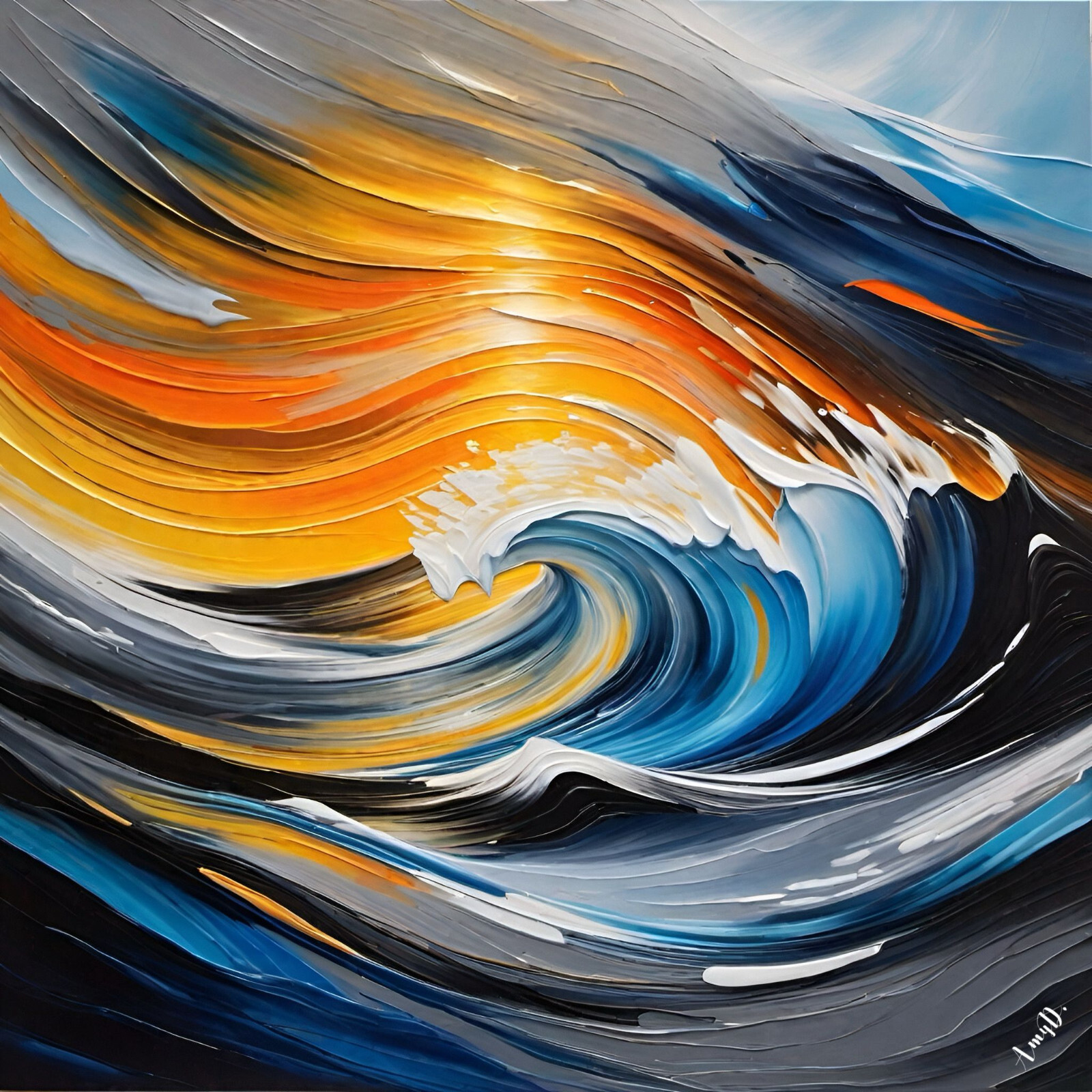 Amy Diab – Sunrise Storm Hawaiian Surfing (2023) Hand-Signed – 17″x22″ Art Print