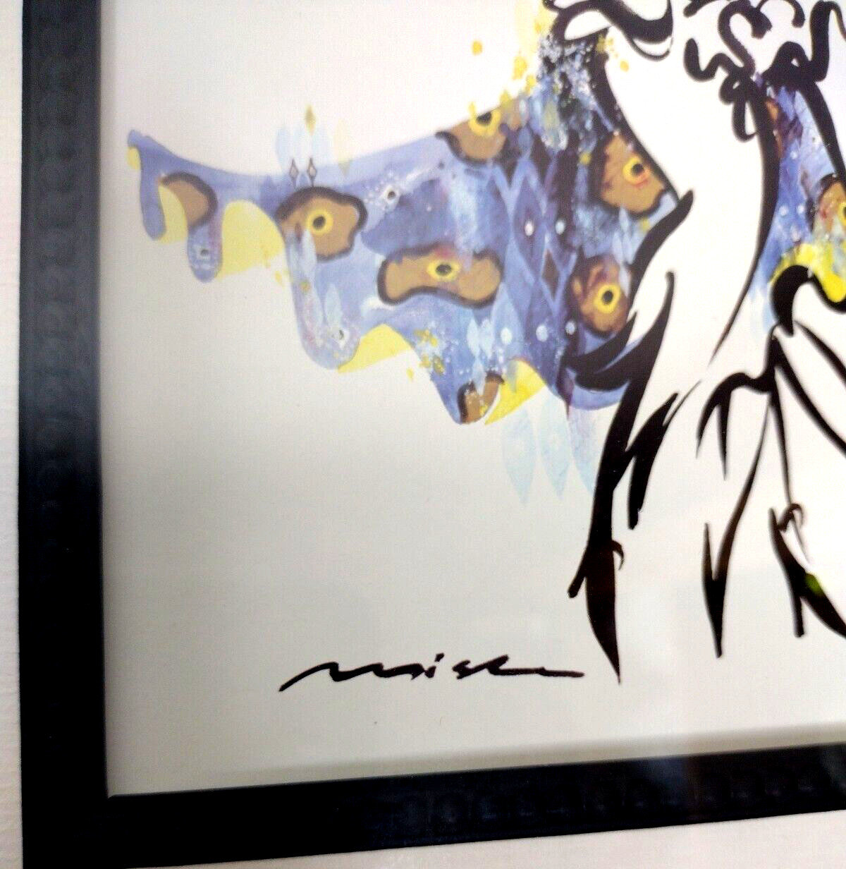Misha Lenn Art Print Dancers Impressionist Watercolor Wooden Frame w Glass, USA