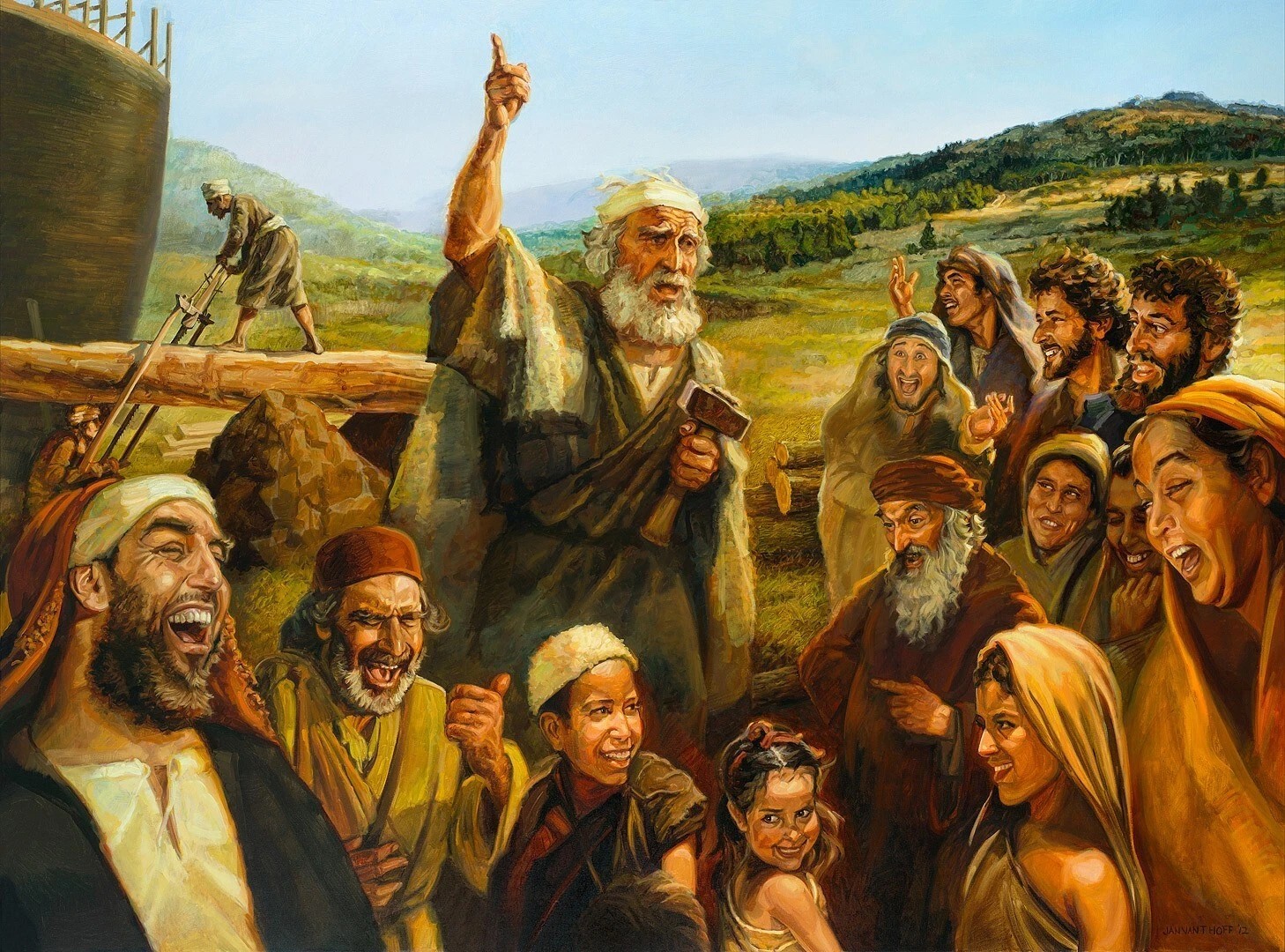 Noah warns the people – Genesis 11″X14″ GLOSSY POSTER PRINT
