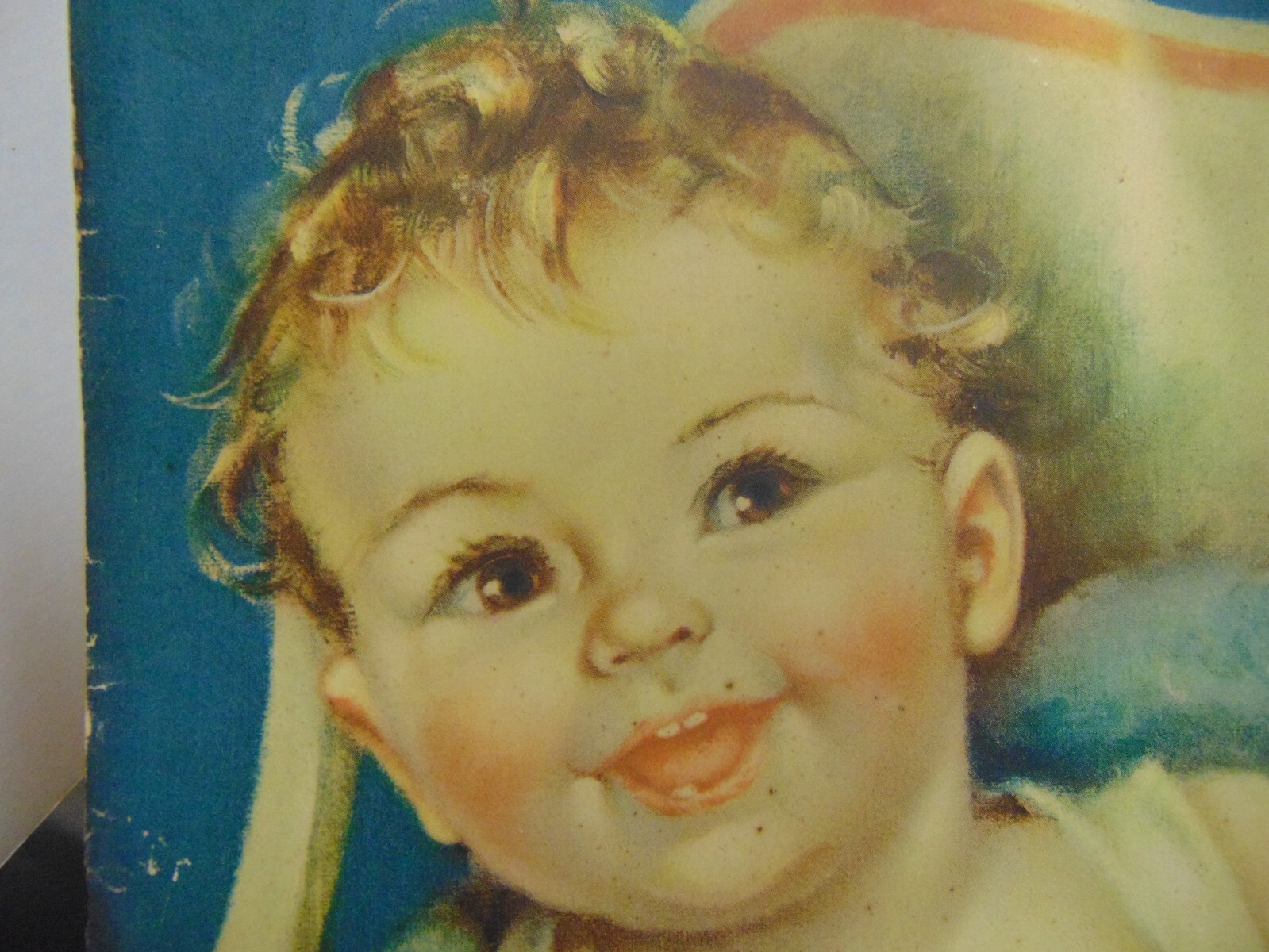 Vtg Baby with Bottle in Highchair Print by Charlotte Becker 14″ x 11″