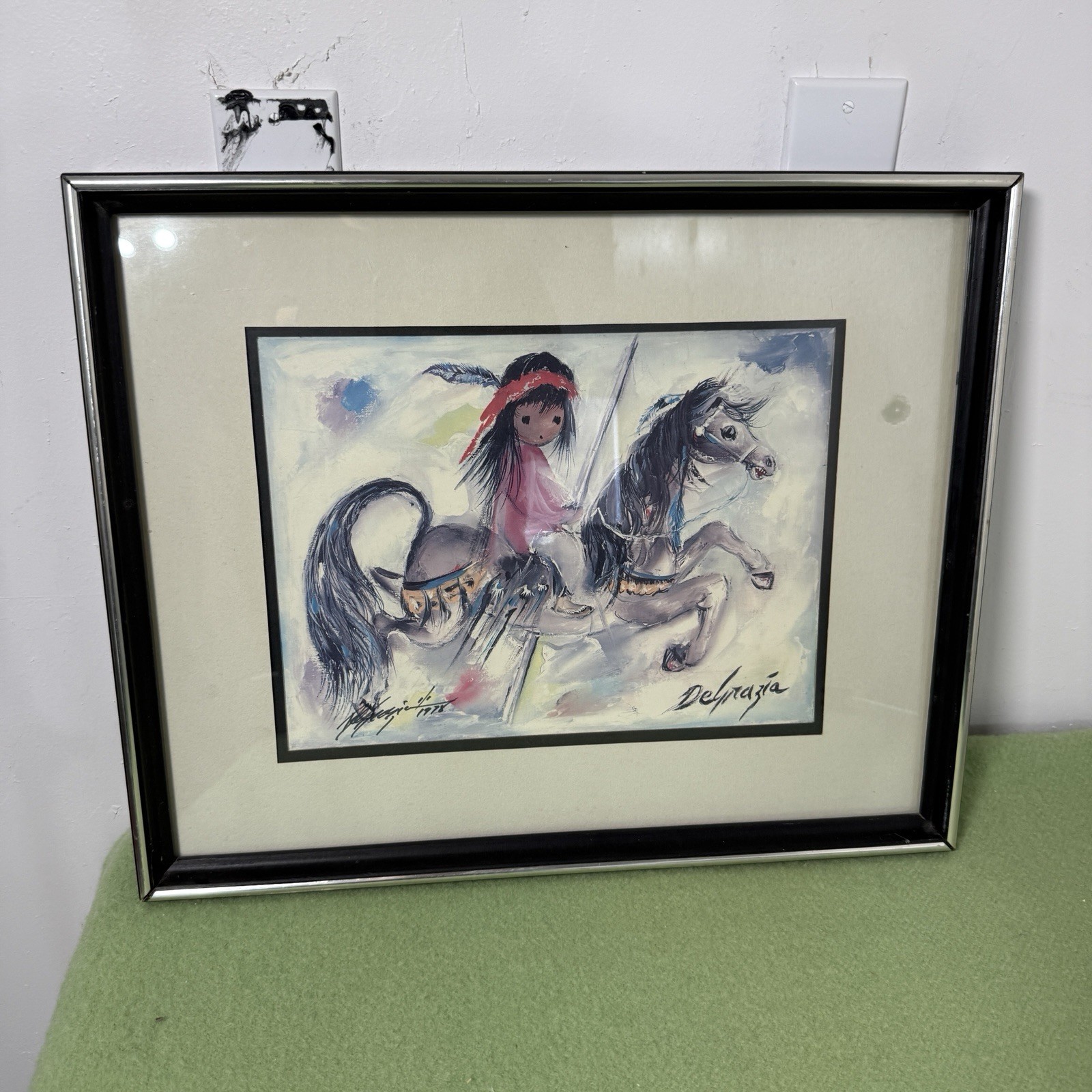 Vintage Ted DeGrazia 1970s Framed Matted Art Print Signed 21×17 Rare See Pics