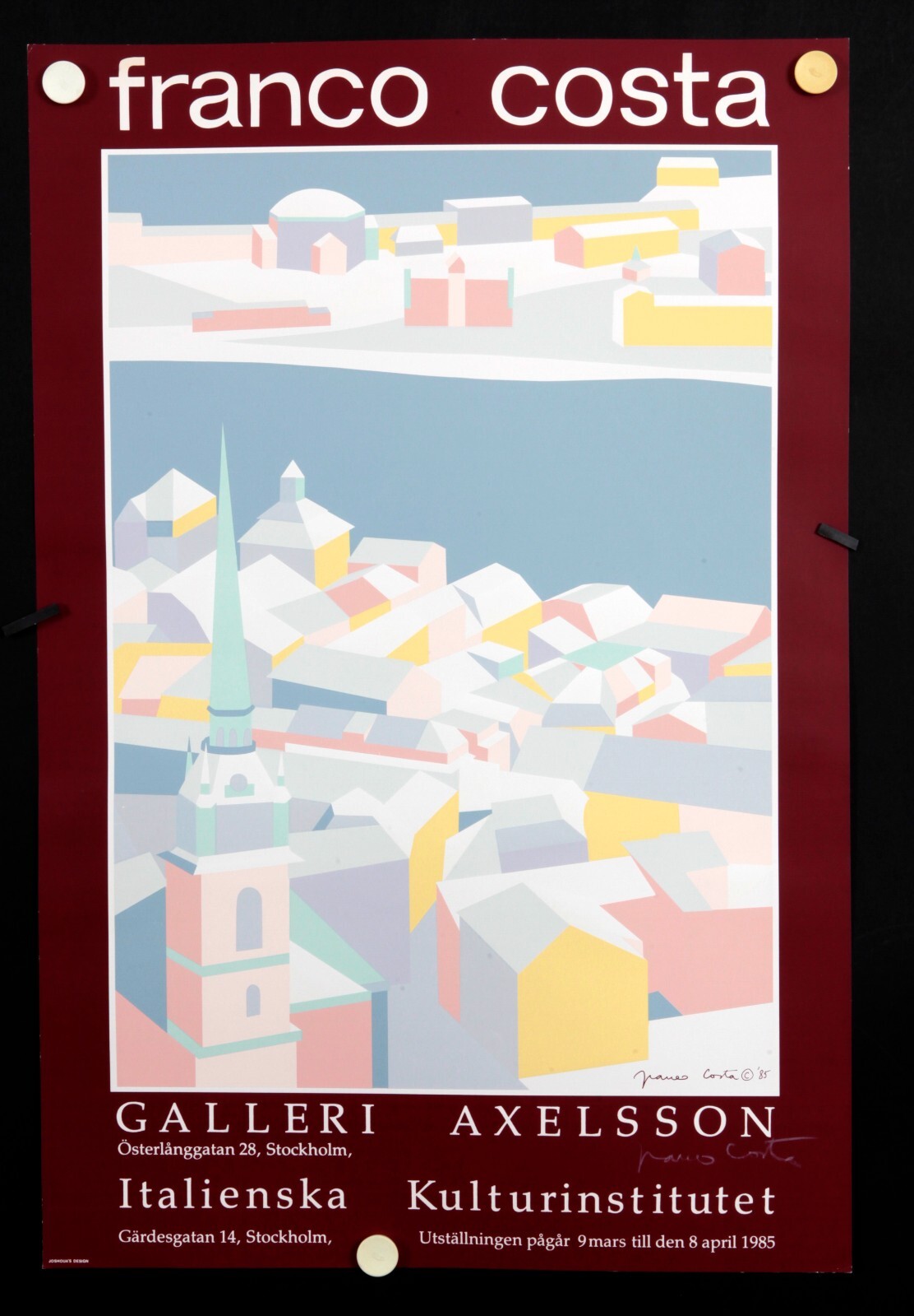 Franco Costa – America’s Cup ’85 – Exhibition Poster – Galleri Axelsson – Signed
