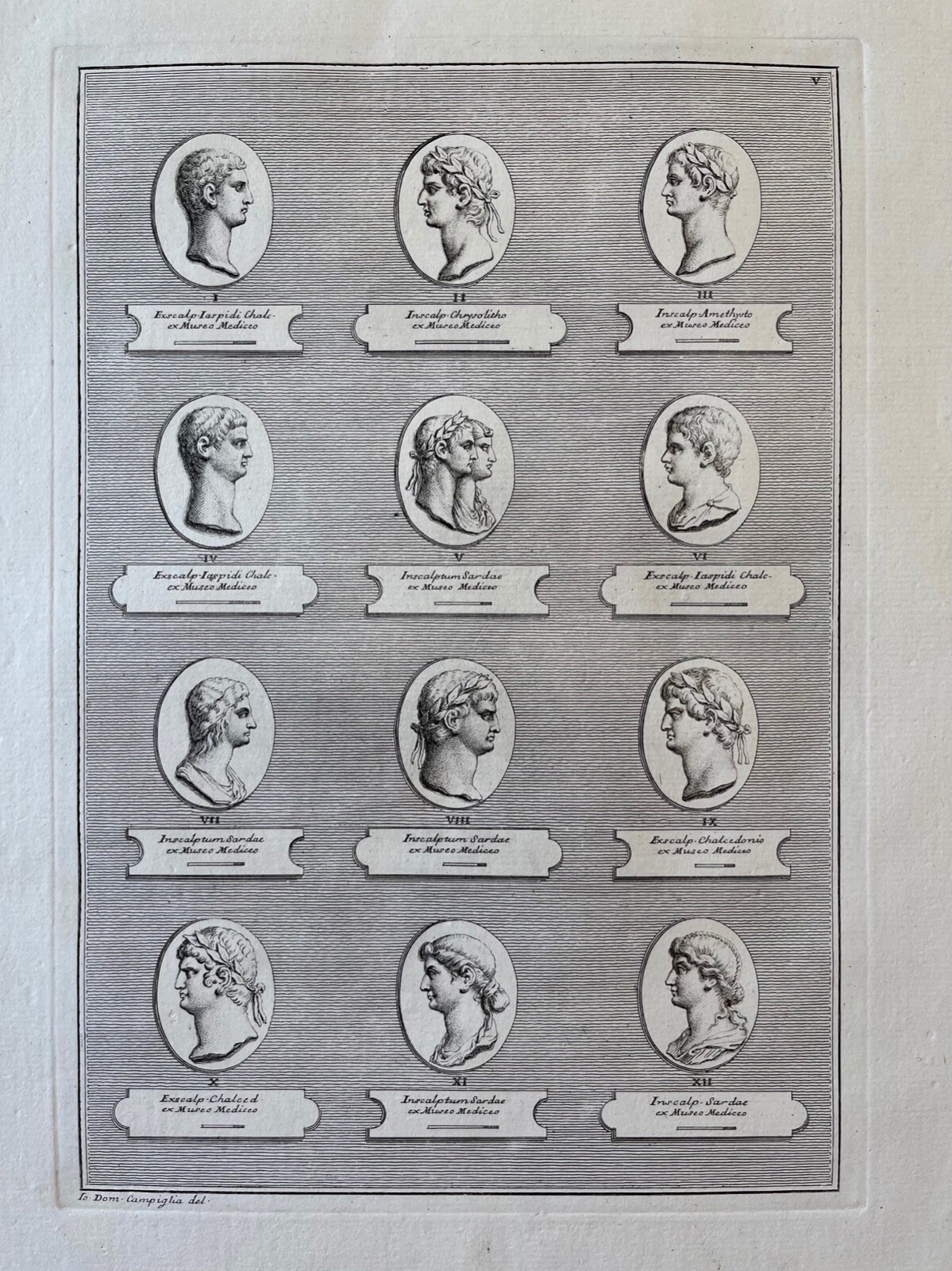 ANTIQUE NEOCLASSICAL ETCHING OF ROMAN FIGURES PROFILE