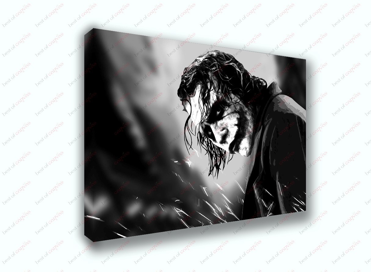Heath Ledger Joker Black and White Poster Canvas Print Art Home Decor Wall Art
