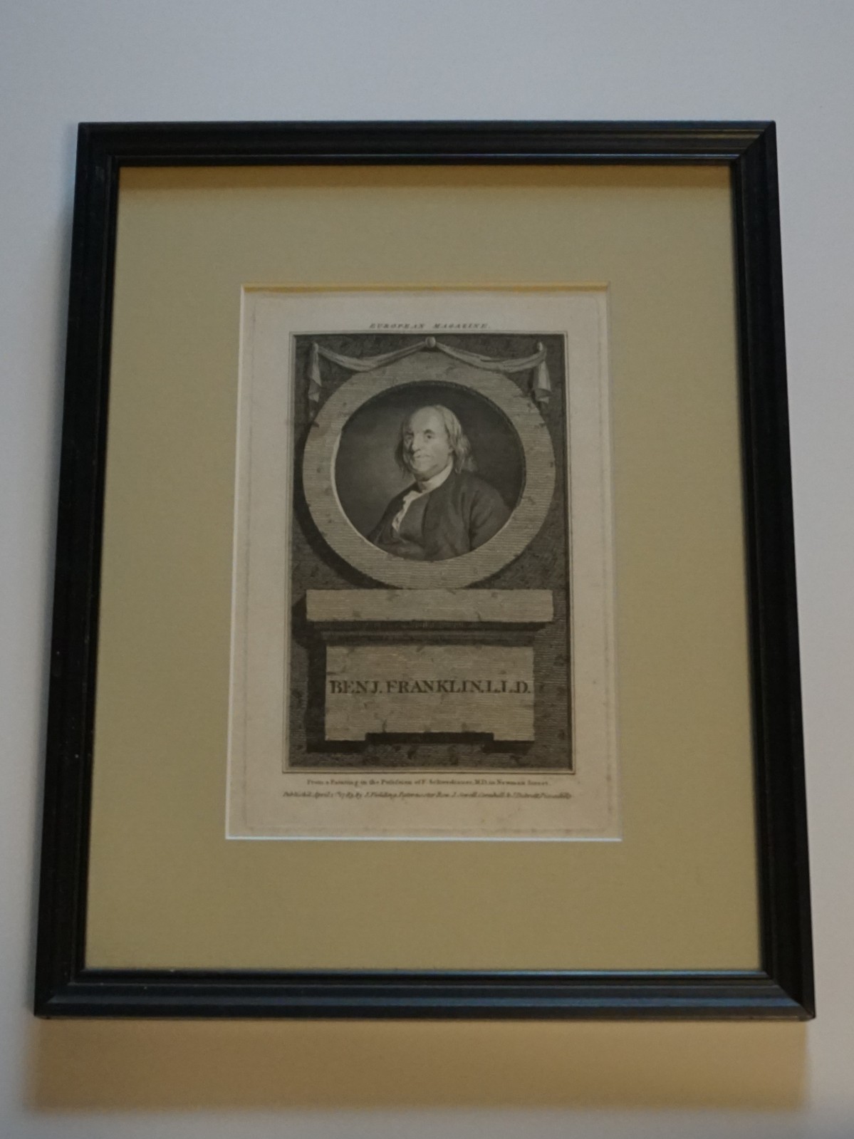 Benjamin Franklin 1783 Copper Engraving. Only other comps in Museums. Very Rare!