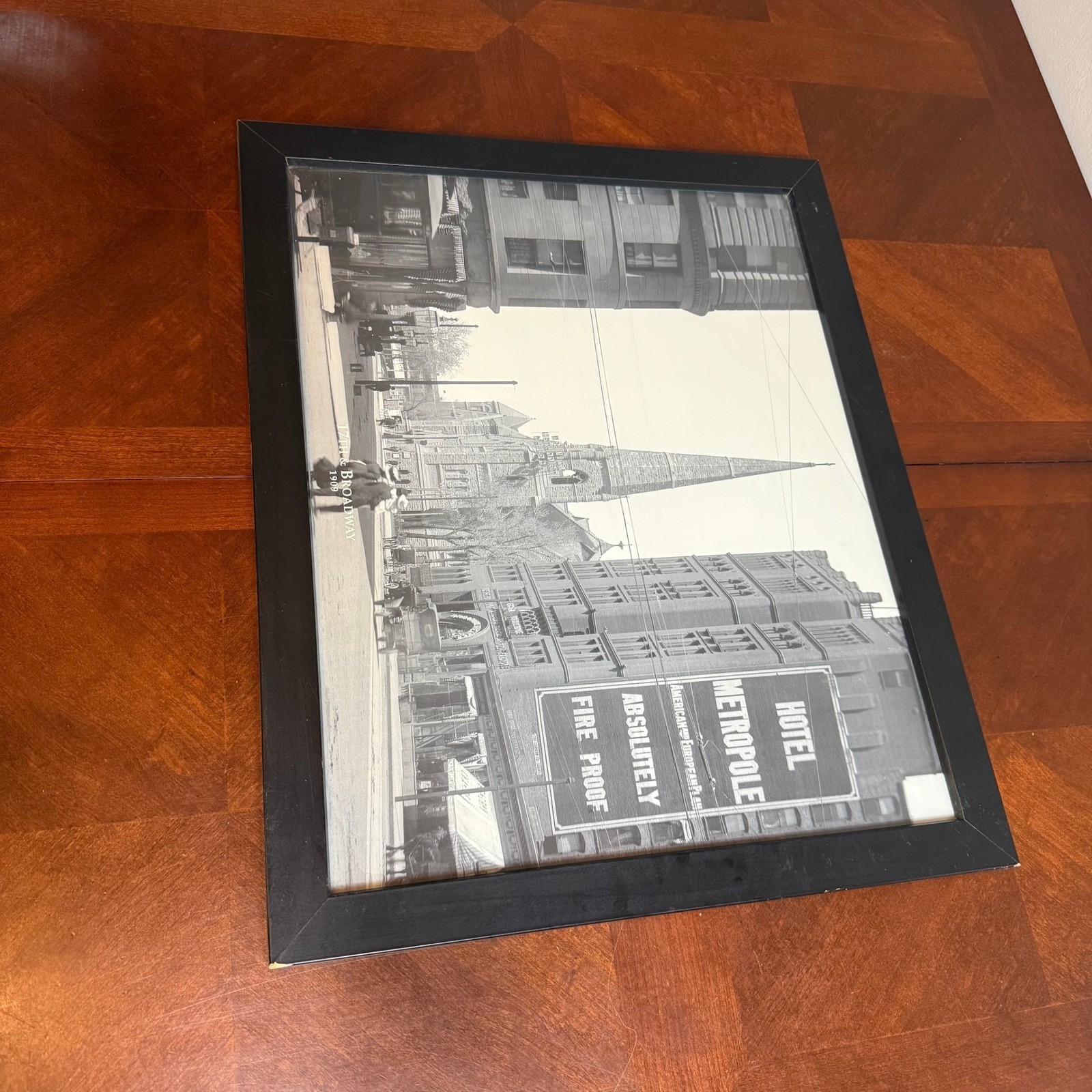 Vintage Denver Colorado Broadway 1909 Black White Framed Wall Art Prin