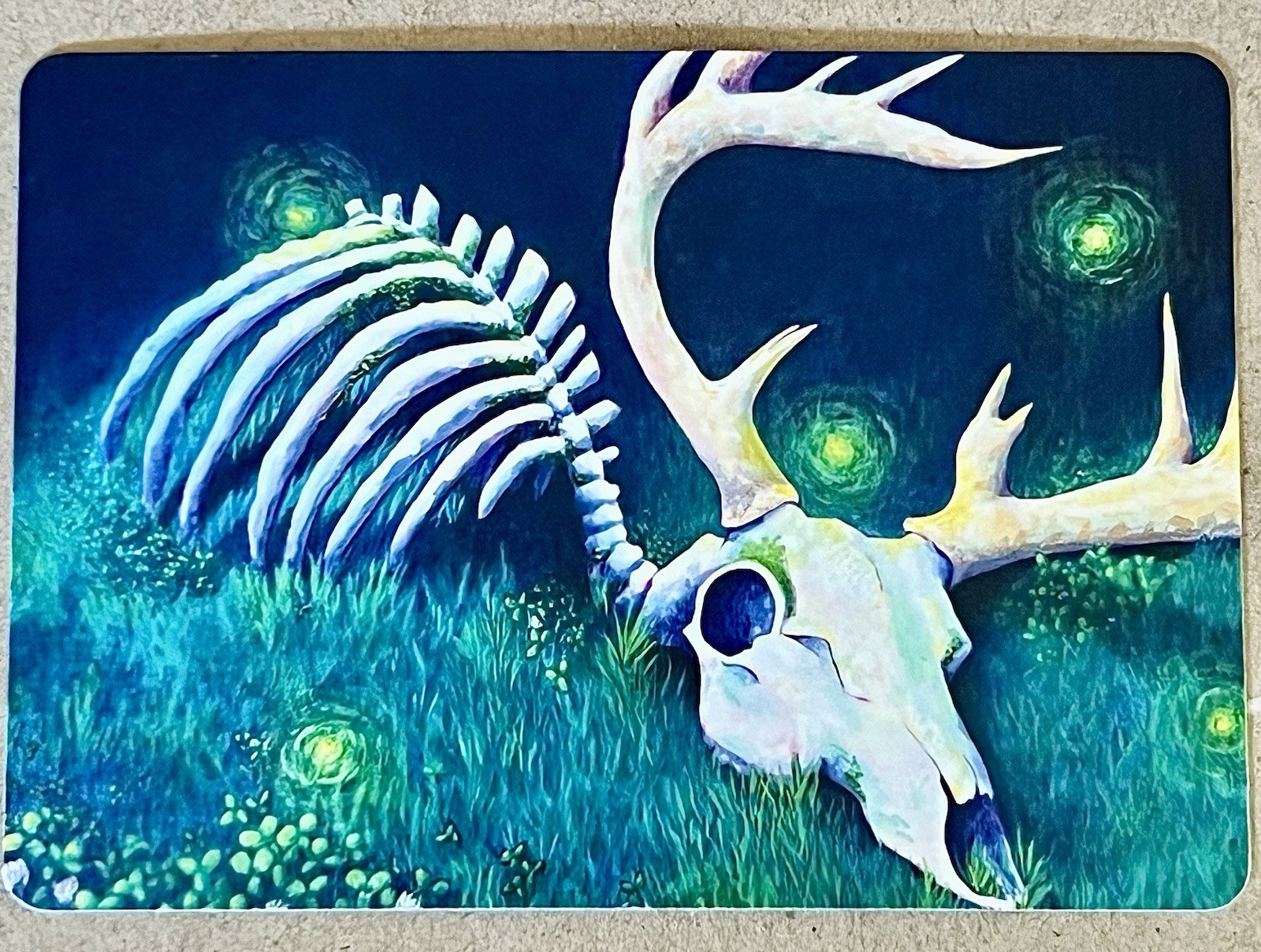 ACEO Art Card “What Remains” PRINT Original Painting Deer Skull Artist W. Joy