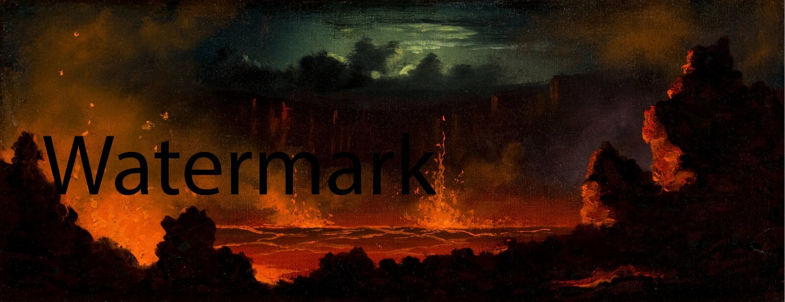 Jules Tavernier – Volcano Landscape 1886 – 17 x 22 inches O/C printed Paper