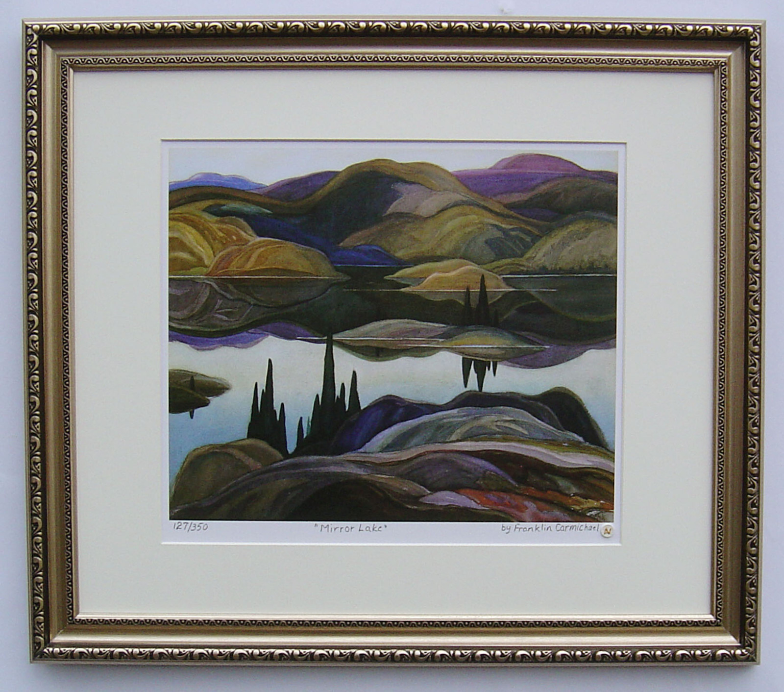 Franklin Carmichael, Group of Seven “Mirror Lake” L.E. in Silver frame