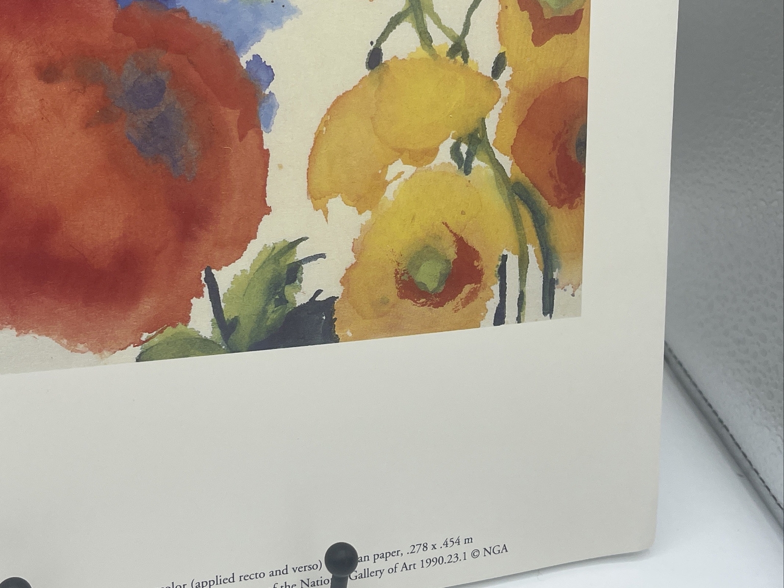 Modern Print RED AND YELLOW POPPIES WITH A BLUE DELPHINIUM By Nolde Art Poster