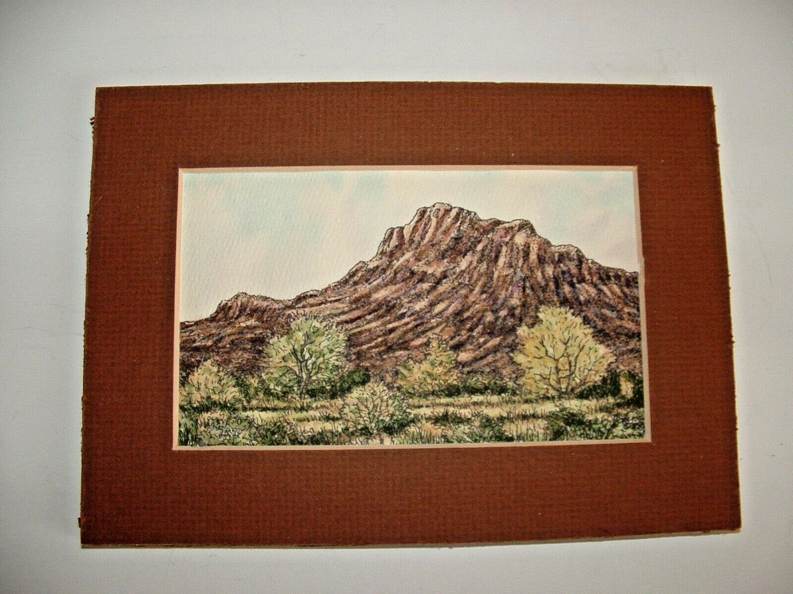 Western Style Mountain Print, Matted, 5″ x 7″, James W. Johnson, 1985, pre-owned