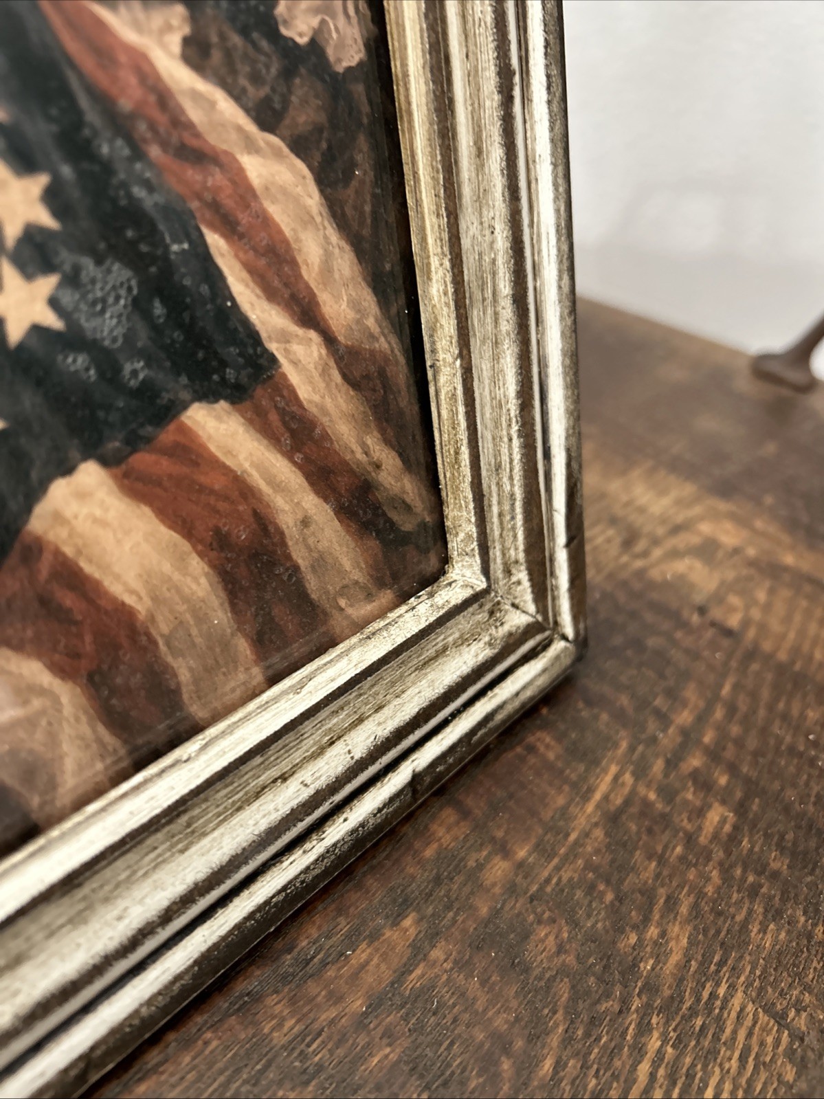 12×9” First American Flag Patriotic Rustic Gallery Art Print In Vintage Frame