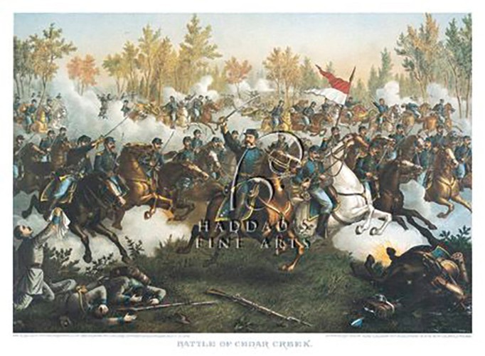 Battle of Cedar Creek by Kurz and Allison 24 1/2 x 19 Paper Size New Unframed