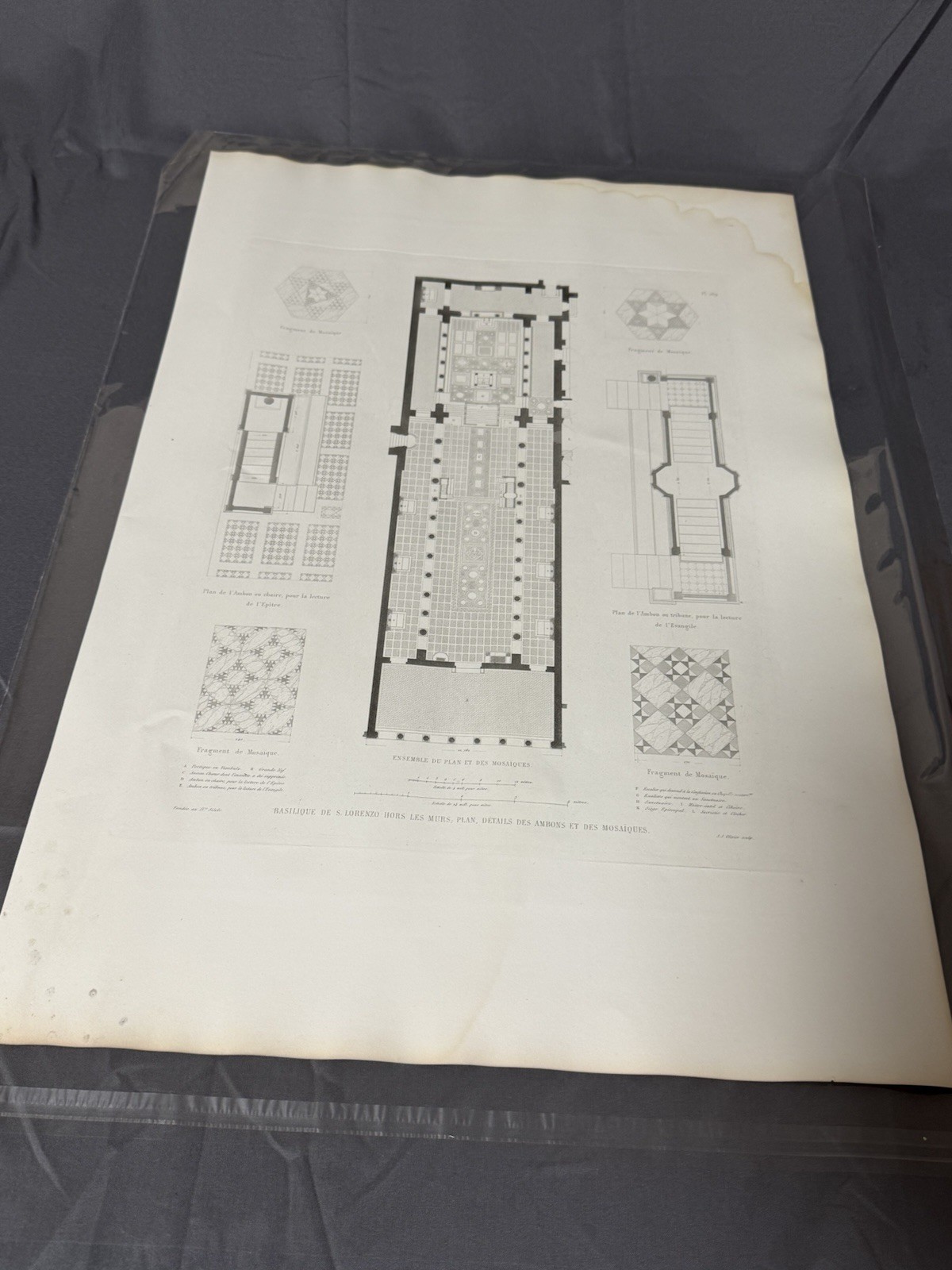 Antique Rome Engraving Basilique S Lorenzo Hors Les Murs Plan Mosaic Pl269 22×15