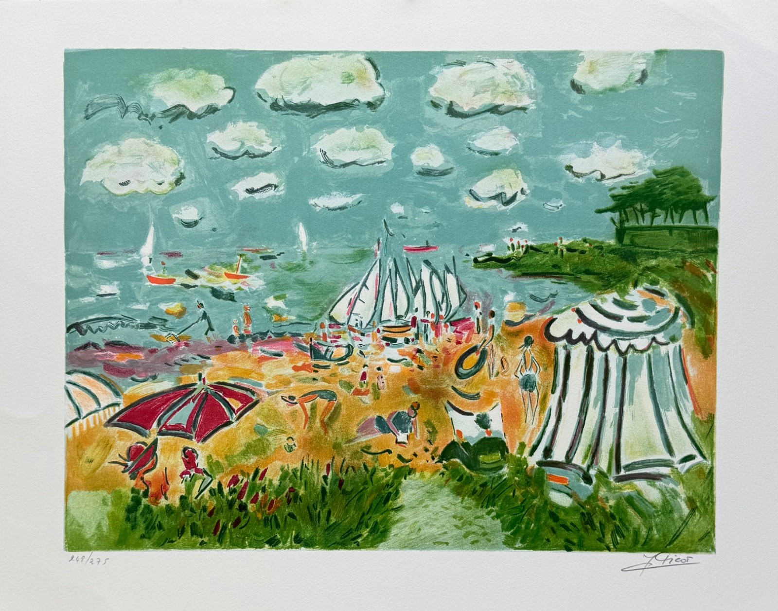 Jean-Claude Picot PLAGE DE SUSEMIO Hand Signed Limited Edition Lithograph Art