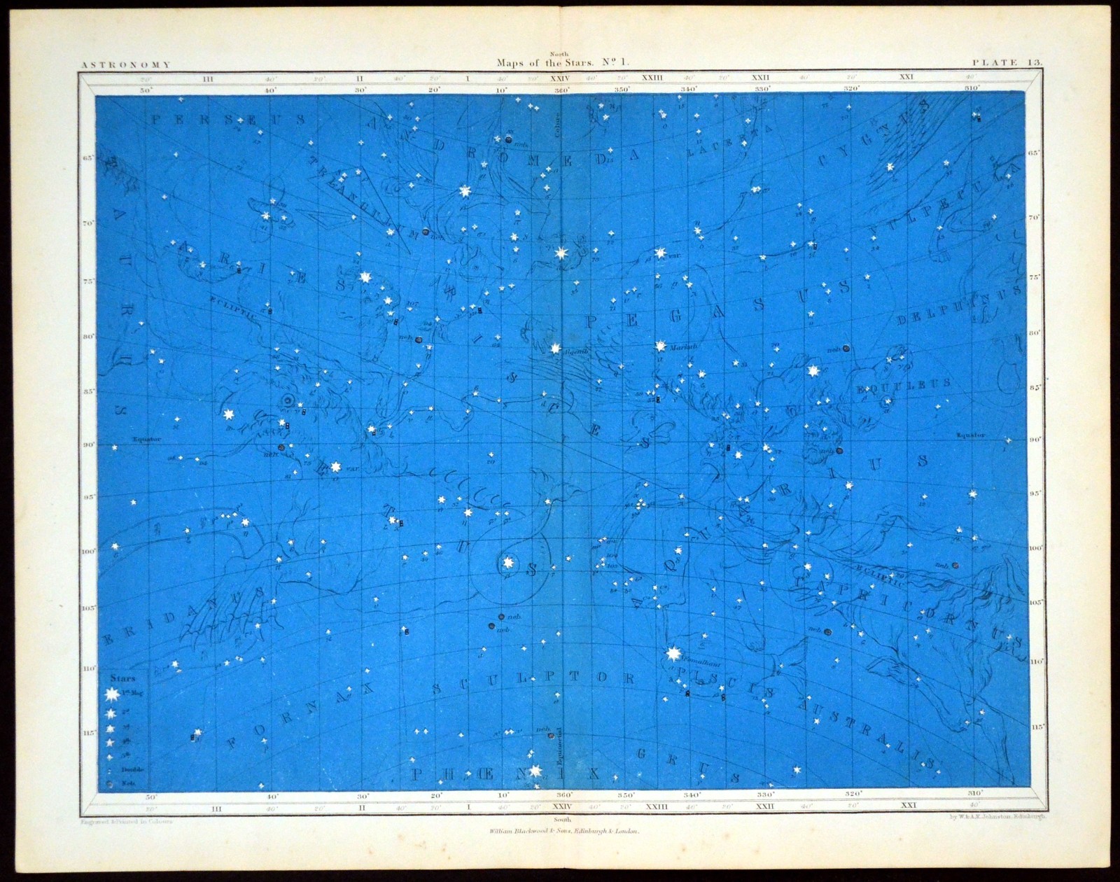 MAPS OF THE STARS #1 1856 Alex Johnston ANTIQUE CHART