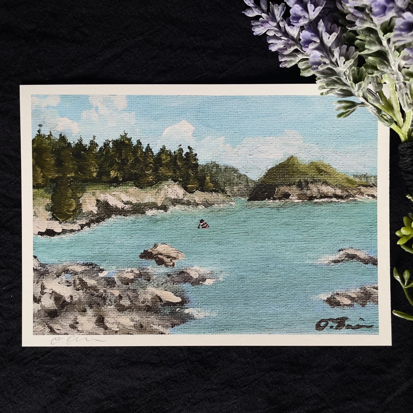 California Ocean Rocky Coast Acrylic Painting 5” x 7” Art Print