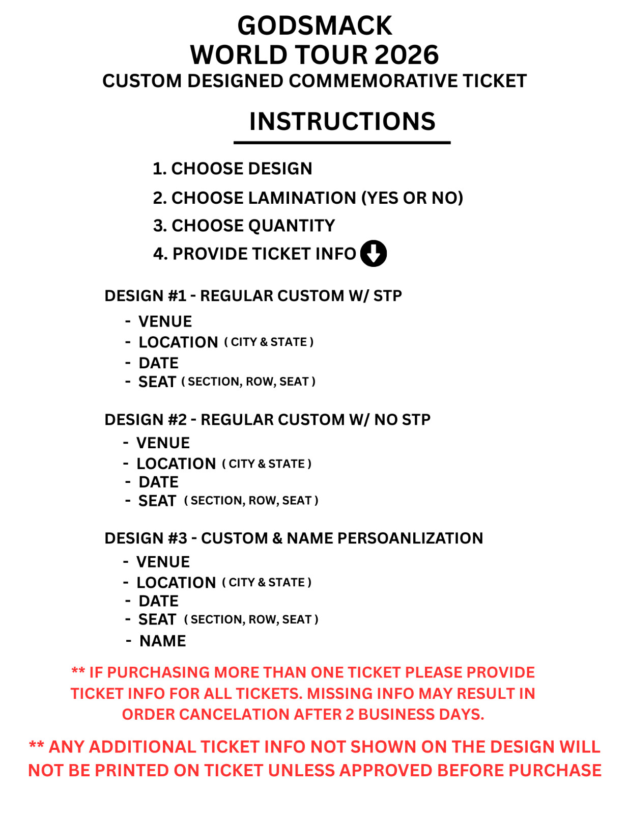 Godsmack The Rise Of Rock World Tour 2026 Custom Design Commemorative Ticket