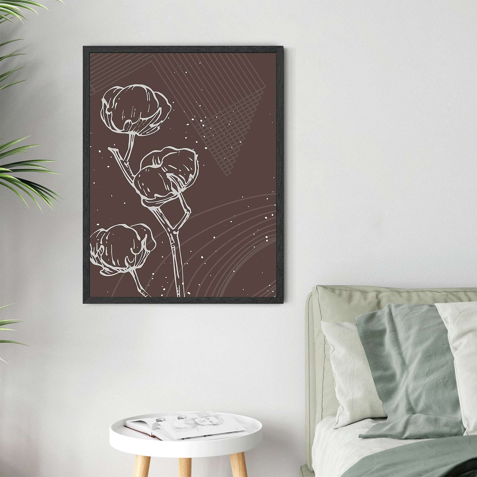 Cotton Flower Framed Canvas Print Minimalist Aesthetic Elegant Wall Art